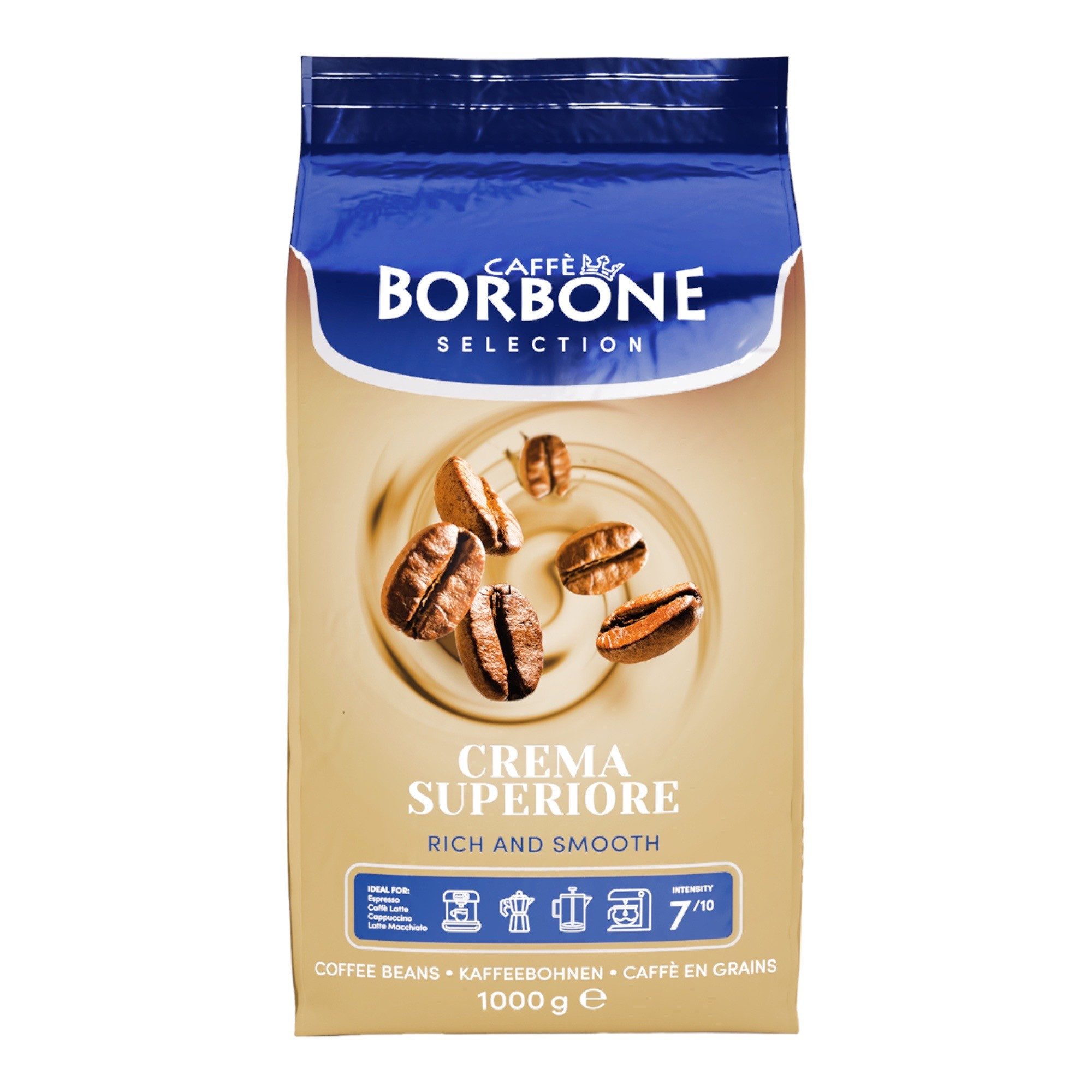 Caffè Borbone Kaffee Caffè Borbone Selection Crema Superiore (1x 1000g) Kaffeebohnen, (60% Arabica- und 40% Rosbustabohnen, Nussig Geschmack mittlere Kaffee-Röststufe)