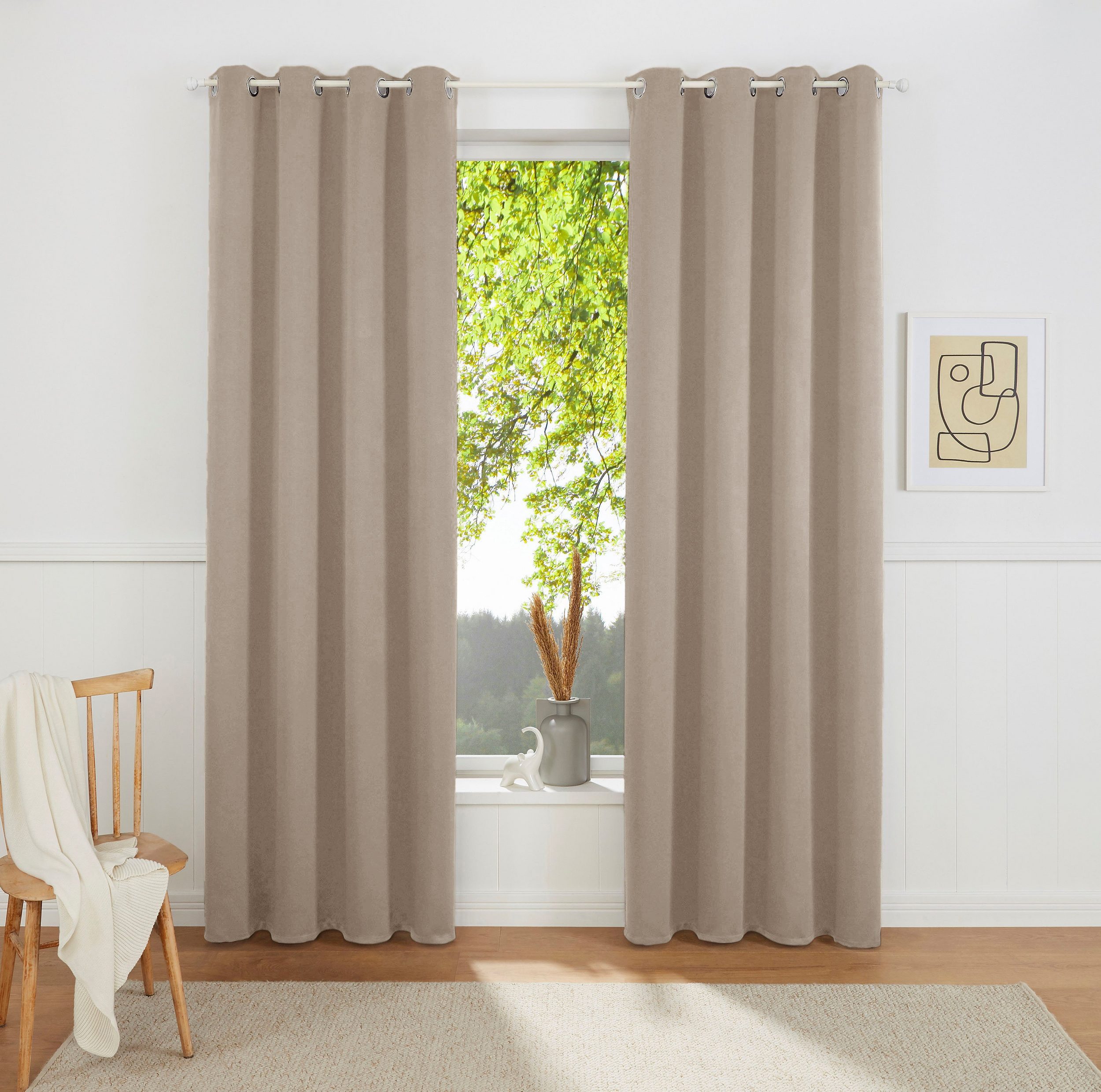 OTTO home Vorhang SOLA mit Ösen, 1er & 2 er Pack, blickdicht/verdunkelnd, Topseller! (1 St), Ösen, verdunkelnd, Polyester, blickdicht, Ösen-Aufhängung, wärmeabweisend, 1er oder 2er Set