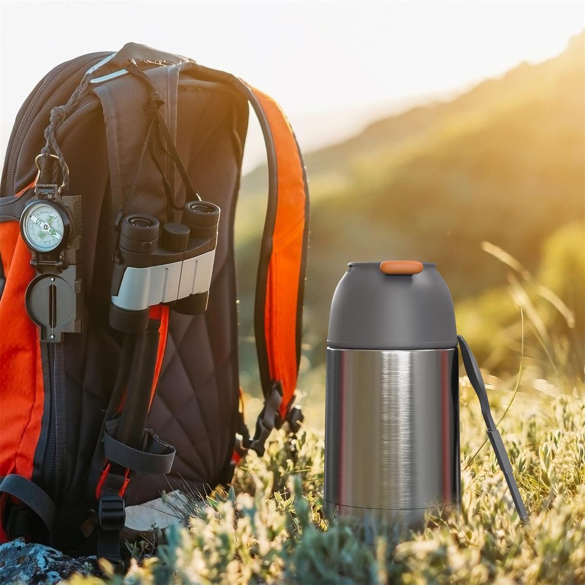 Intirilife Thermobehälter, Edelstahl, Thermobehälter 650ml Auslaufsicher BPA-frei Isolierbehälter Outdoor