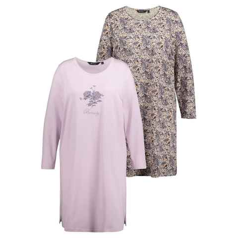 Ulla Popken Bigshirt Bigshirts 2er-Pack Blumen Rundhals Biobaumwolle (2-tlg)