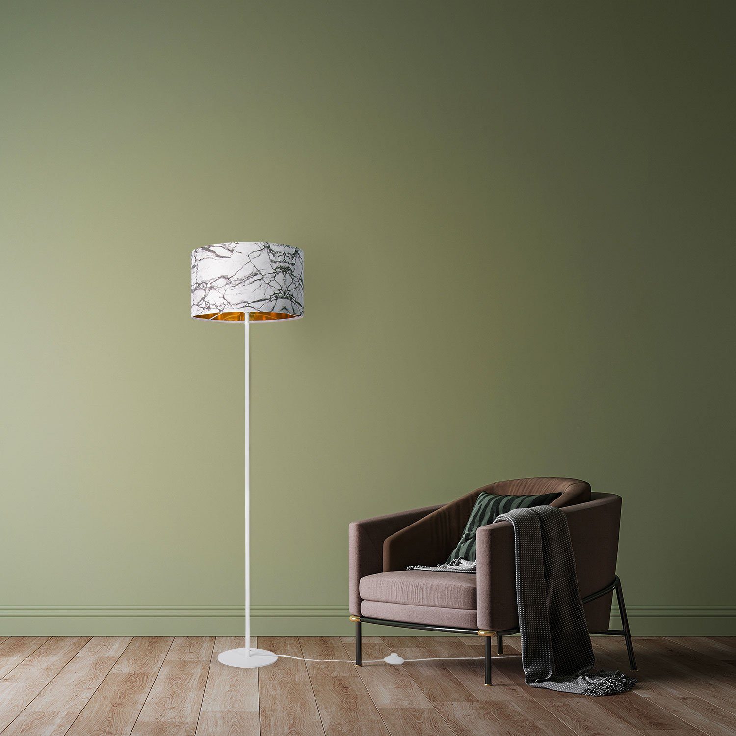 Stein ohne Kraft Schlafzimmer Design Stehlampe Paco E27 Weiß Leuchtmittel, Grau 525, Marmor Home Wohnzimmer