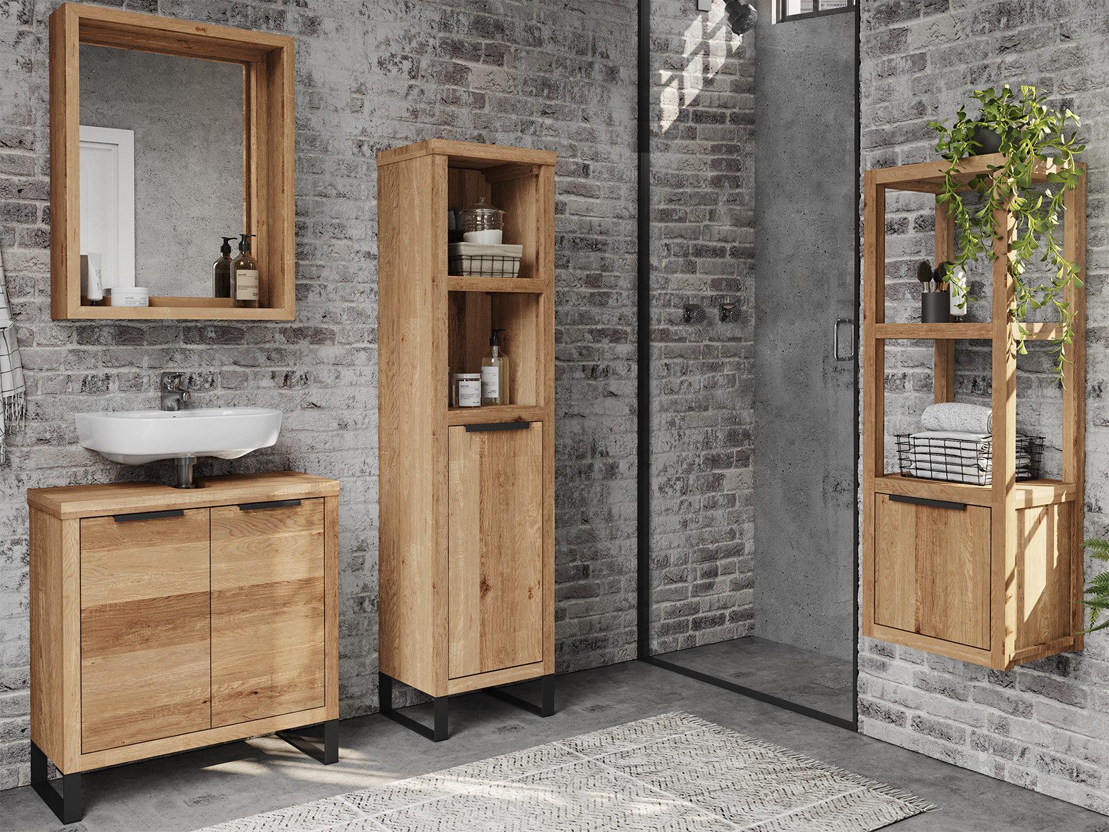 massivum Hochschrank Bad Sydney Wildeiche günstig online kaufen