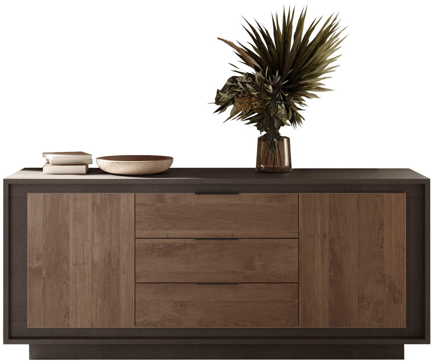 Home affaire Sideboard Sky, B/T 180/50 cm, Kommode/Stauraumschrank, 2 Türen, 3 Schubkästen, Softclosing, Korpus & Front 22 mm stark, Rahmen-Optik, Metallgriffe