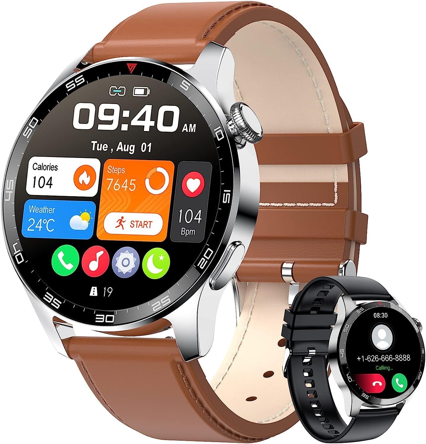 Lige Smartwatch (1,32 Zoll, Android iOS), für Herren mit Telefonfunktion  Wasserdicht Fitness 300 mAH Armbanduhr