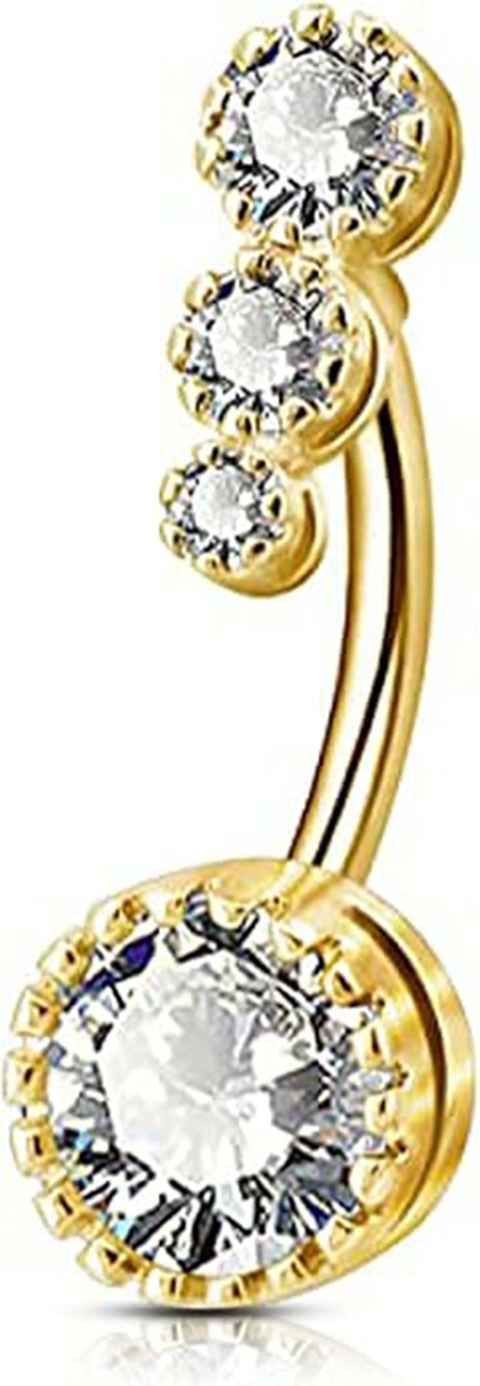 Jumpeak Bauchnabelpiercing Damen-Bauchnabelring, 585 Gold,Diamond,Bauchnabelpiercing Gold, 0.8ct,D VS1,Labordiamant,Geschenk Ideen für Frau,Geschenk Schwester