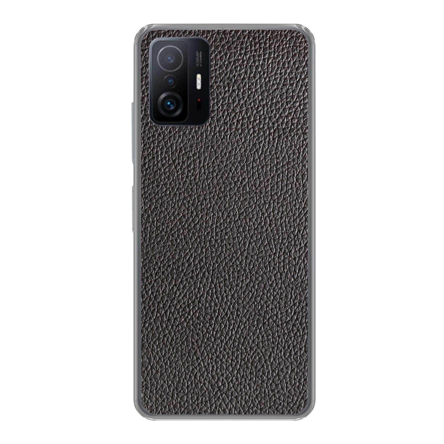 MuchoWow Handyhülle für Xiaomi 11 Lite 5G NE Leder - Lederoptik - Schwarz - Hell, Phone Case, Silikon, Schutzhülle Dünn