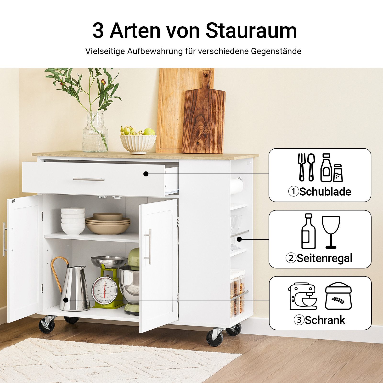 SoBuy Küchenwagen FKW108, Kücheninsel mit Arbeitsplatte, günstig online kaufen