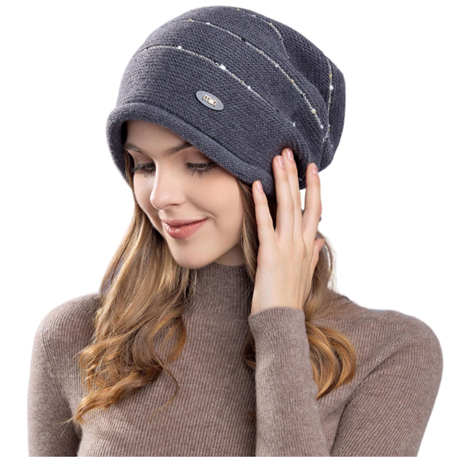 Refttenw Strickmütze Verstellbare Beanie-Mütze, Skimütze, lockere Mütze günstig online kaufen