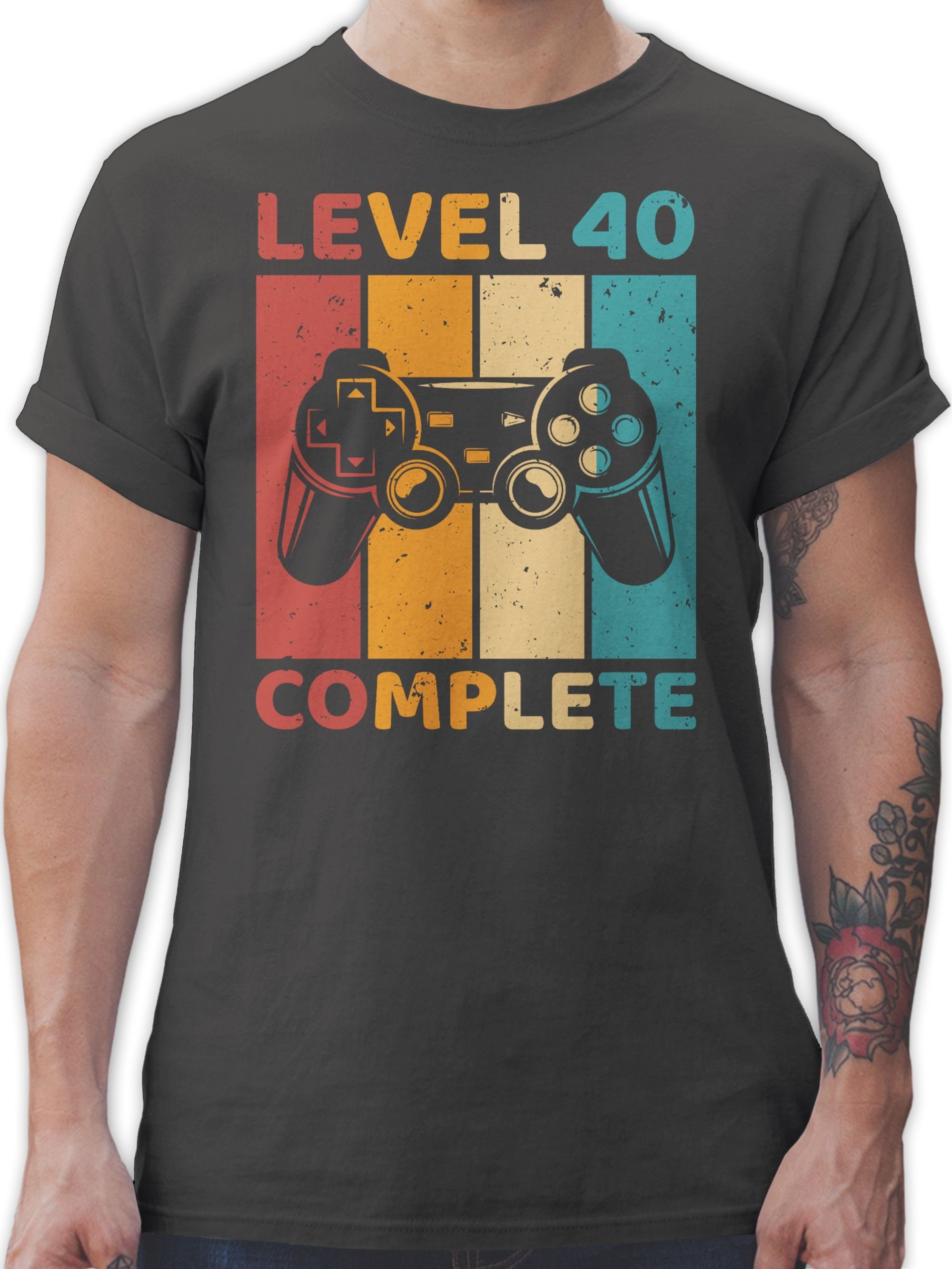 Vierzig Unlocked - Complete Freigeschalten T-Shirt 40 02 - Level Geburtstag Shirtracer Dunkelgrau Zocker Completed 40.