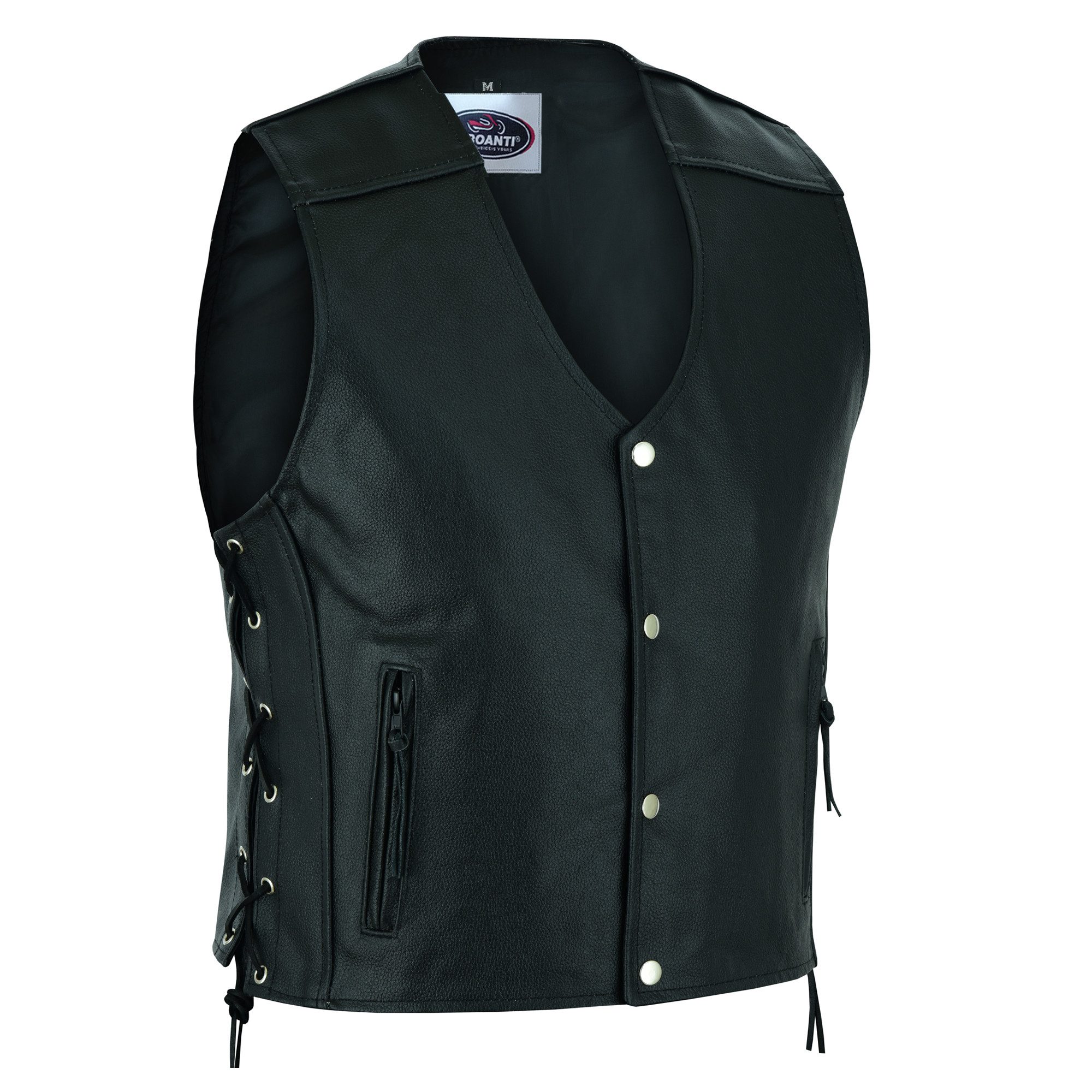 PROANTI Motorradweste elegante Biker Lederweste mit seitlichen Schnüren Chopper Rocker Kutte