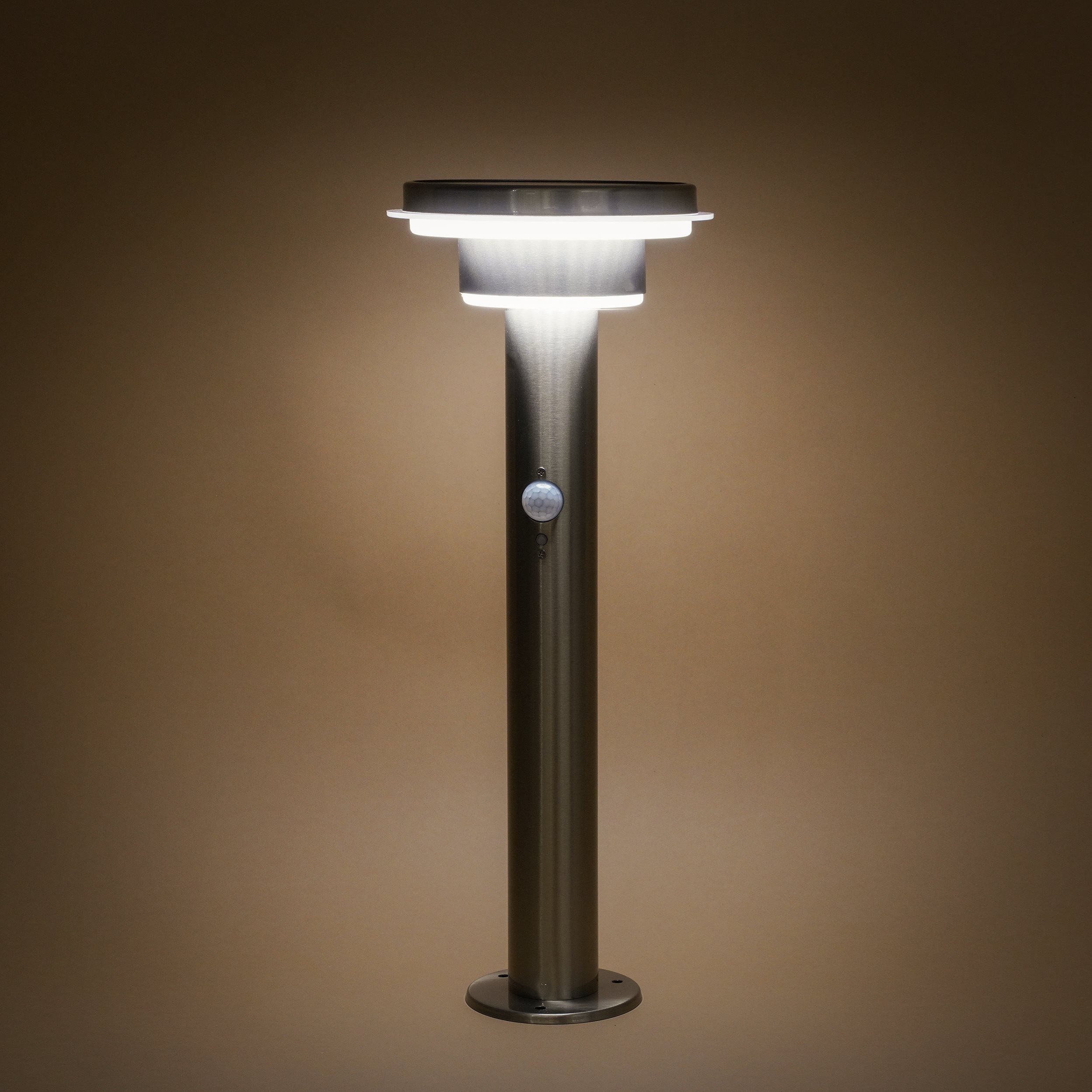 esotec LED Solarleuchte PIR Edelstahl Standleuchte Tini H=45cm 4000K 40 LEDs outdoor 102596, LED fest integriert