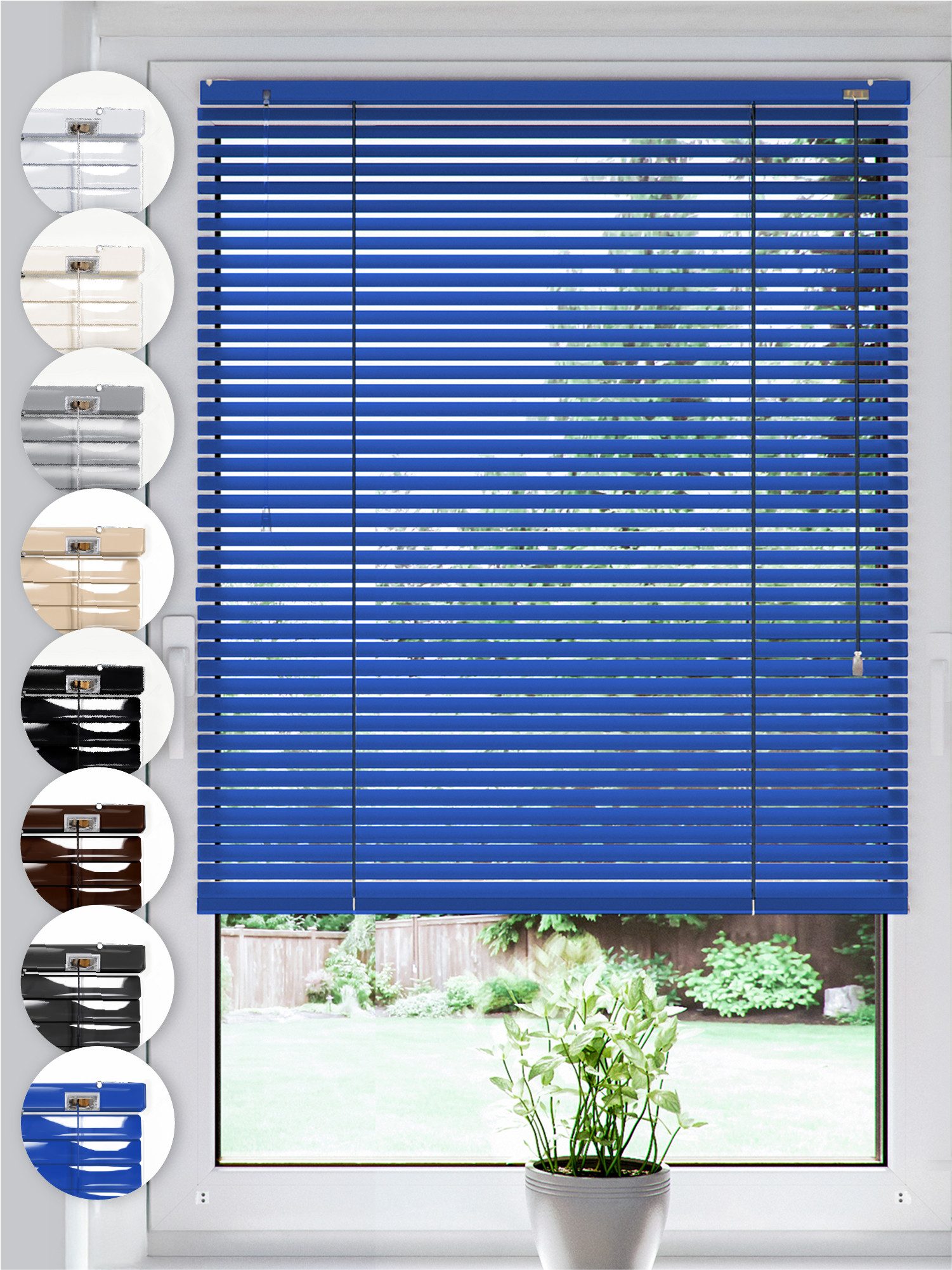 Sonello Jalousie Klemmfix ohne u. mit Bohren 35cm x 130cm Blau Aluminium Jalousette, Klemmfix, Inkl. Halterung für Decken- u. Wandmontage Alu Jalousie Fenster u. Tür, Blickdicht freihängend