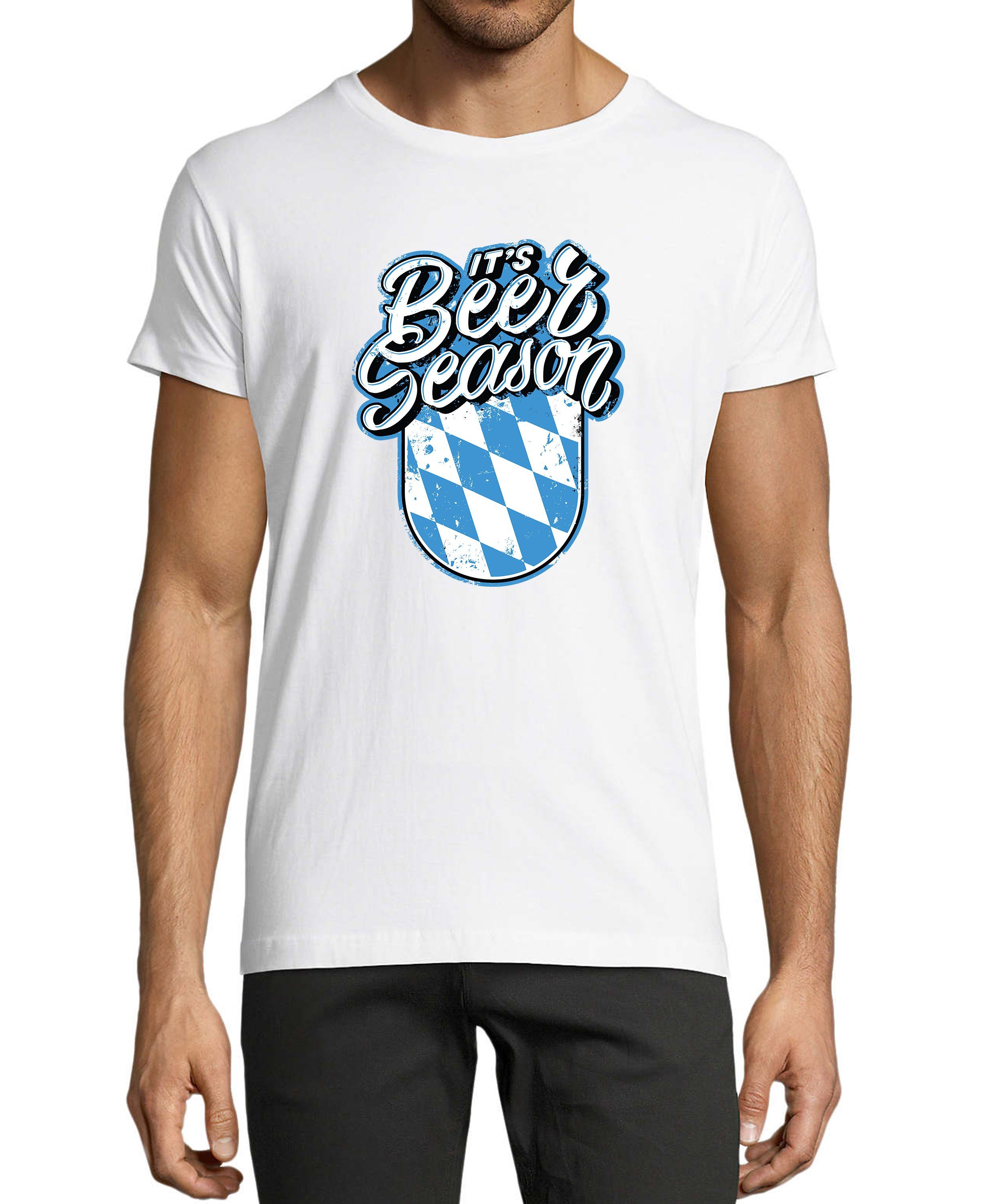 MyDesign24 T-Shirt Herren Fun Print Shirt - Oktoberfest Trinkshirt its Beer Season Baumwollshirt mit Aufdruck Regular Fit, i303 weiss