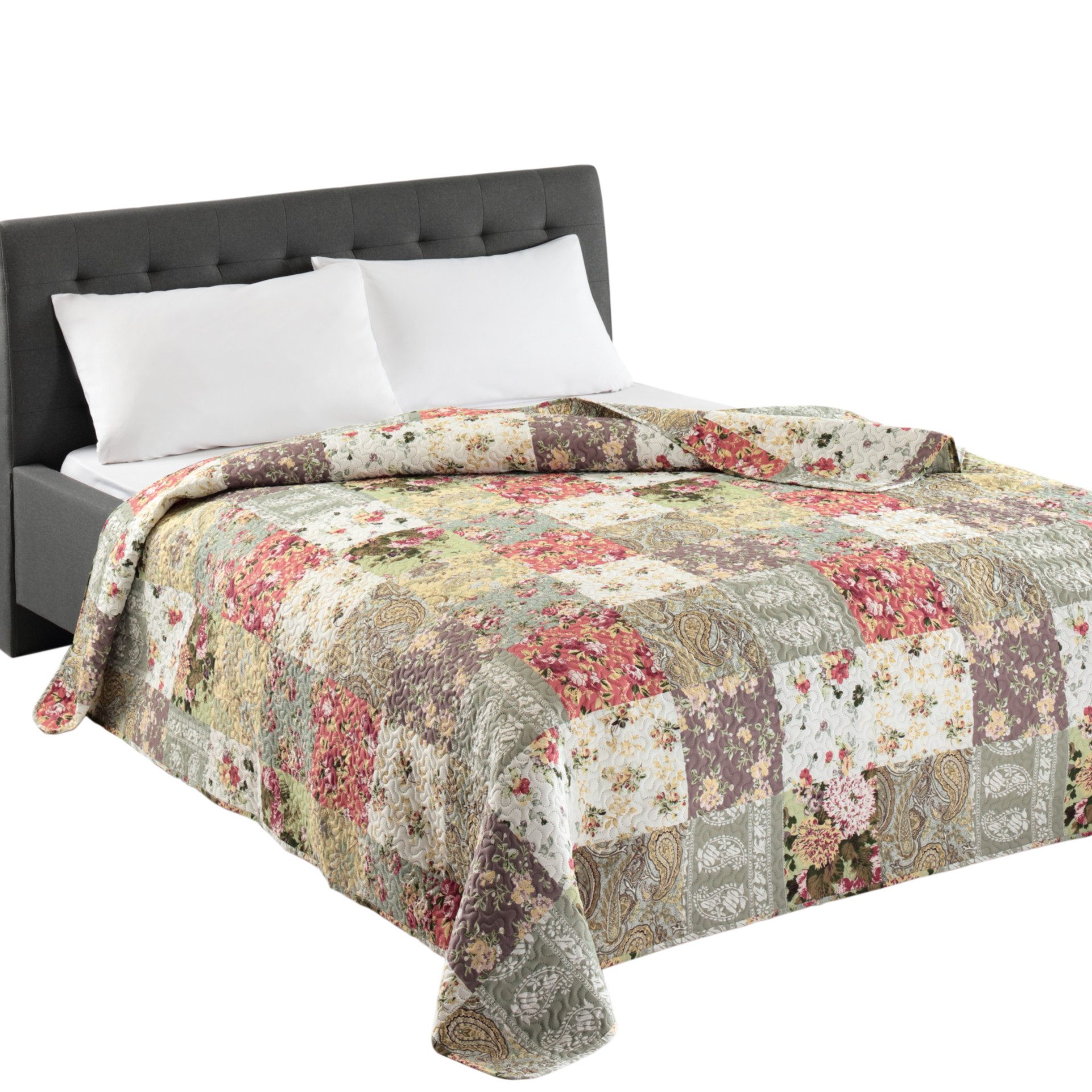 Delindo Lifestyle Tagesdecke Patchwork Biedermeier, Bettüberwurf, weich wat günstig online kaufen