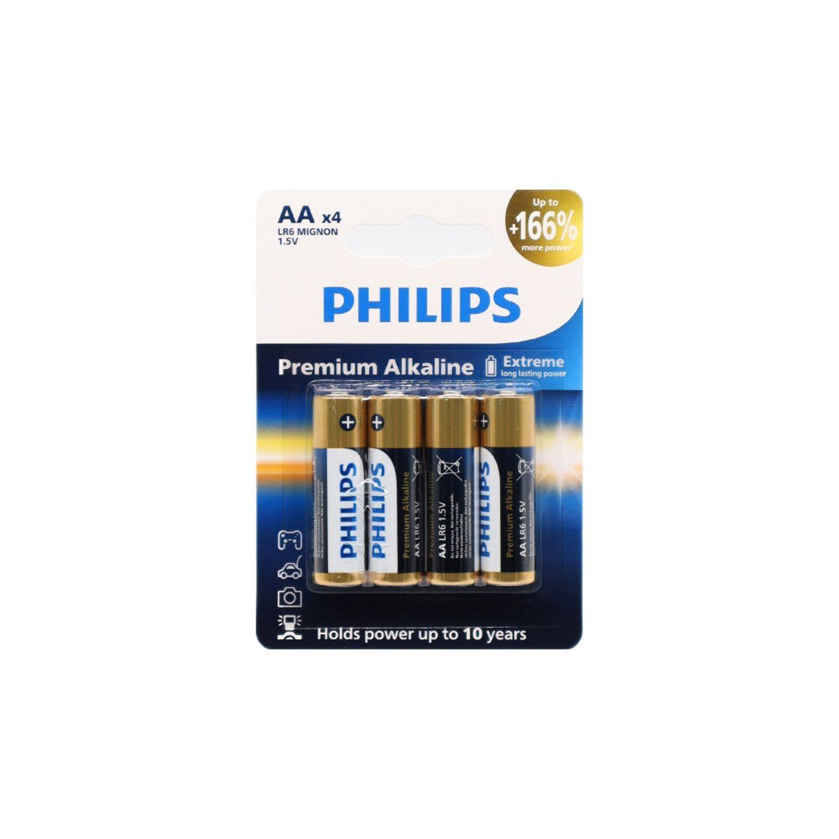 Philips Philips Batterie Premium AA LR6 Alkaline 4 Stück Phil-LR6M4B/10 Verlängerungskabel