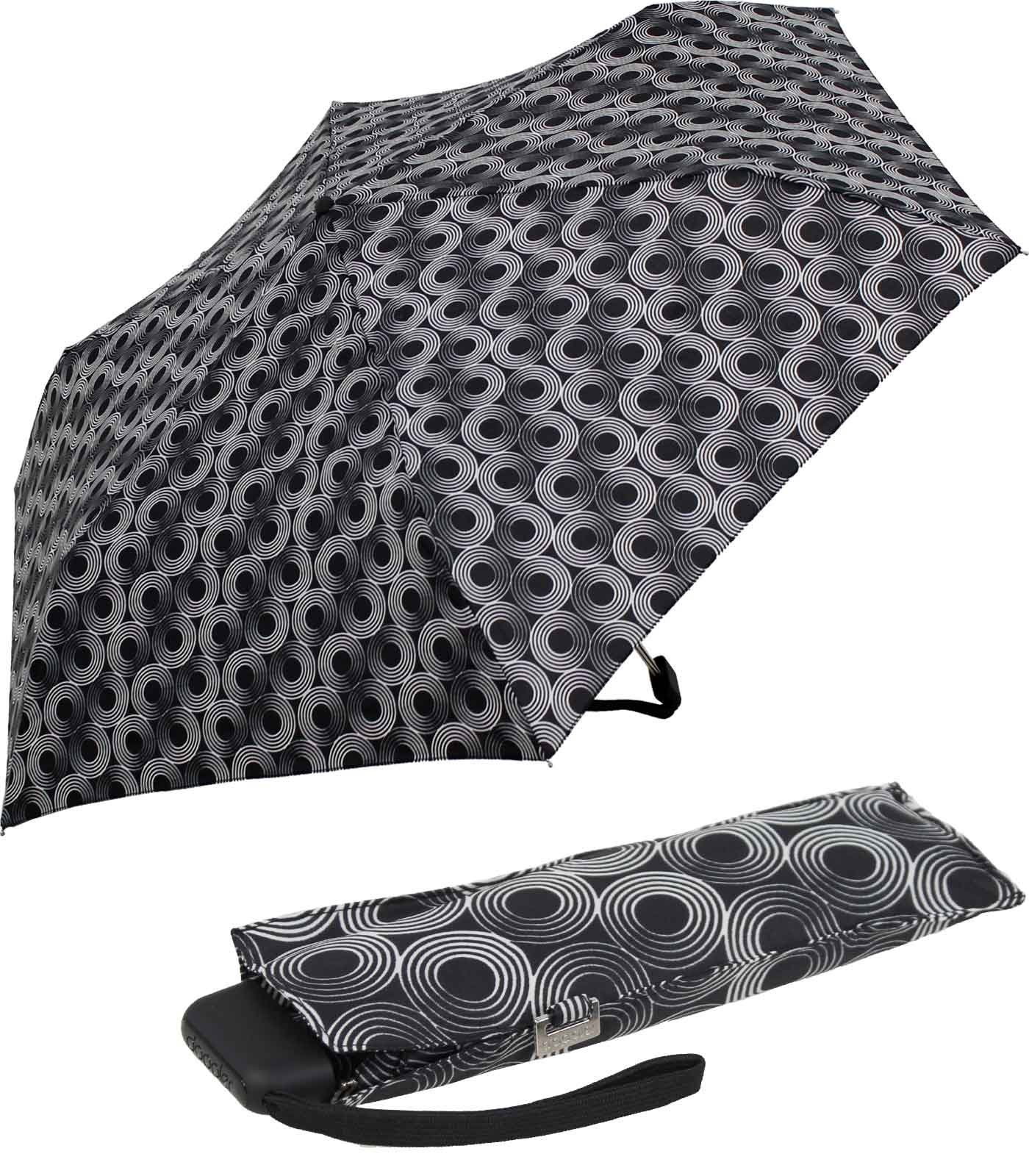 doppler® Begleiter für Schirm überall dieser ein Tasche, Platz und schwarz jede treue flacher findet Taschenregenschirm leichter