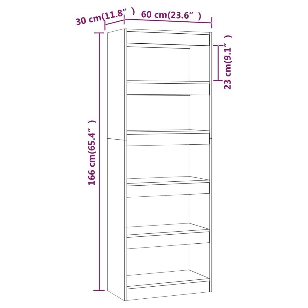 vidaXL 1-tlg. Holzwerkstoff, Bücherregal/Raumteiler Bücherregal Grau 60x30x166 Sonoma cm