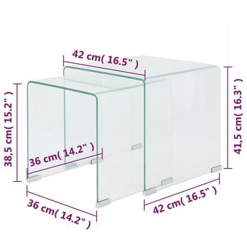 vidaXL Couchtisch Zweiteiliges Satztisch-Set aus gehärtetem Glas Transparent (2-St)