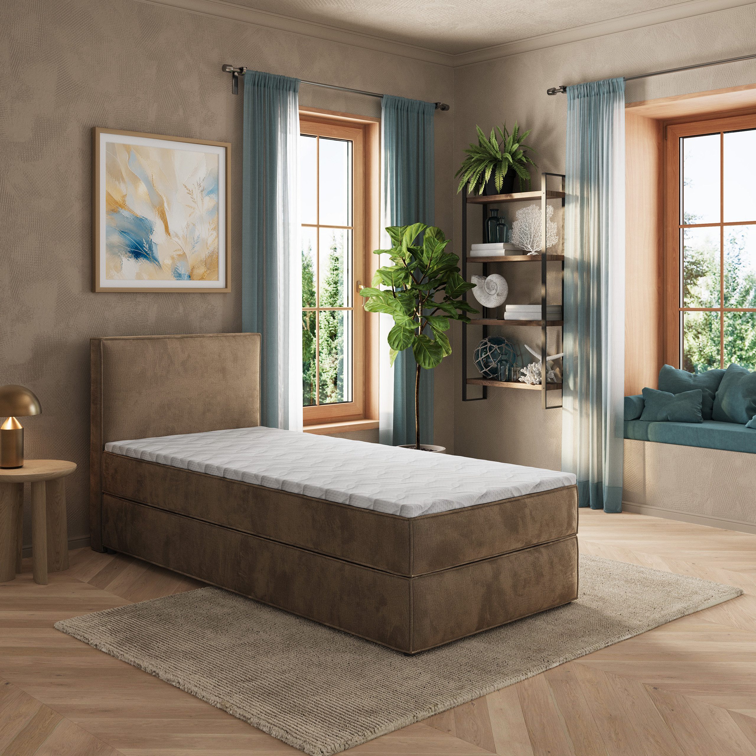 Boxbett PELLIO 80x200 cm mit Bonell Matratze und Topper