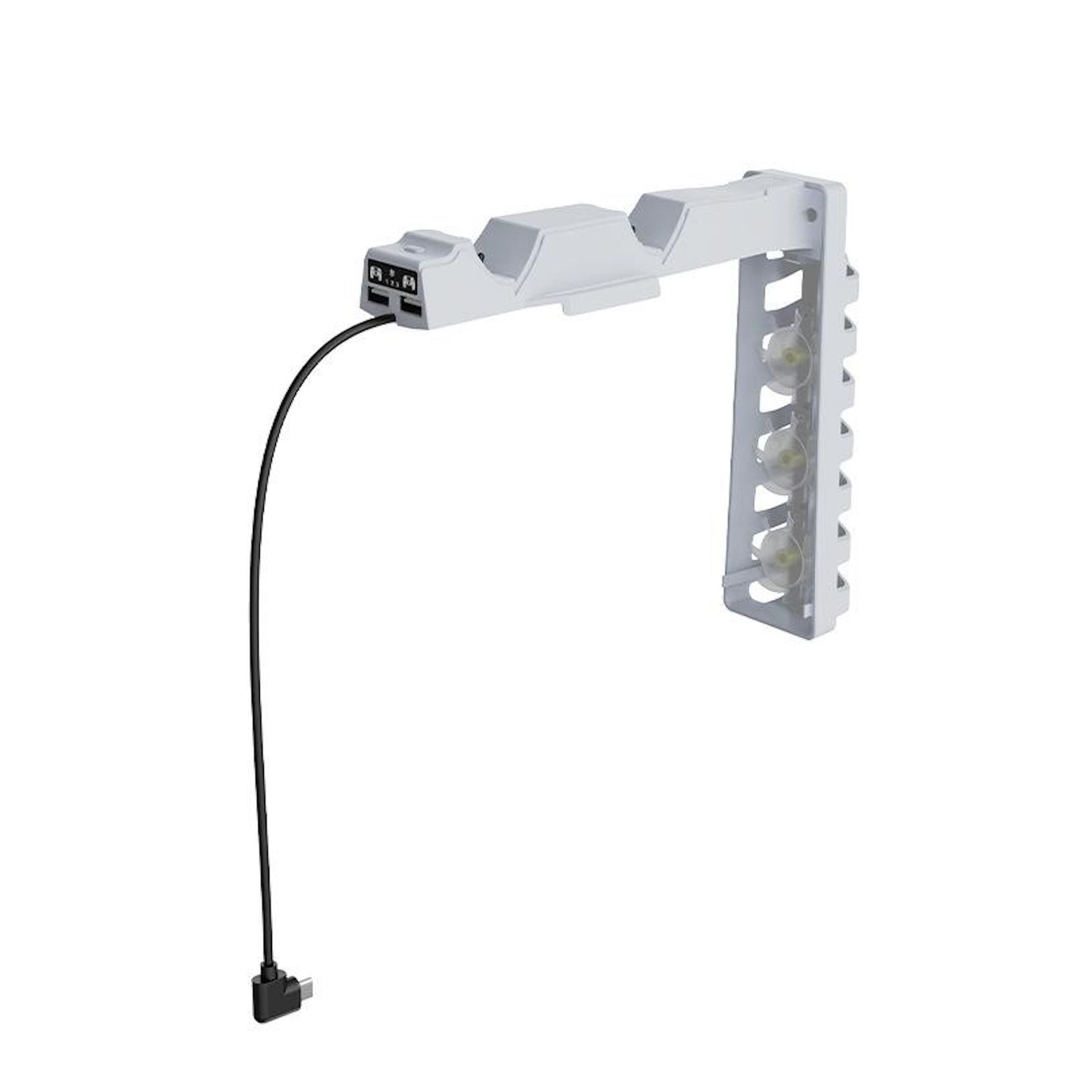 Wigento Handyhülle Für PS5 Slim Controller 2-in-1 Lade- und Kühlstation ABS RGB Weiß, RGB-Lichtmodi, Dual Charging