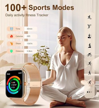 Iaret Smartwatch (1,7 Zoll, Android iOS), Eleganz trifft Technologie Stilvolle Damen Funktion Design vereint