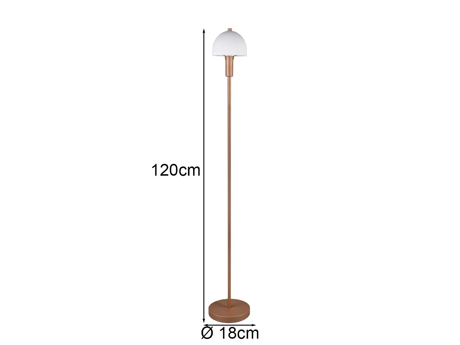 Reality Leuchten Stehlampe, ohne Leuchtmittel, klein mit Metall-Fuß & Lampenschirm Glas stehend für Ecke, Höhe 120cm