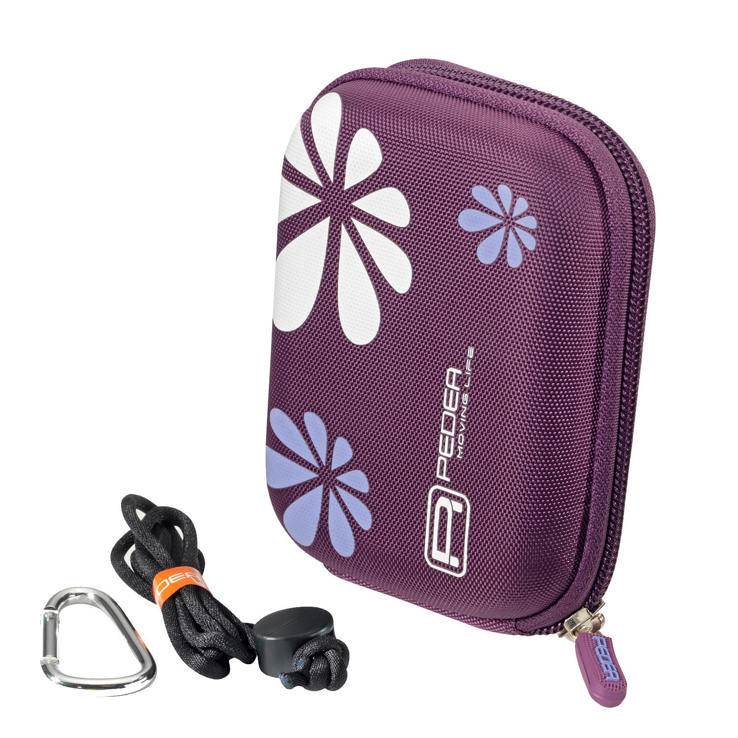 PEDEA Kameratasche Hardcase für Digitalkamera Kompaktkamera & Action Cams, Hardcase Schale, wasserabweisend, Zubehörfach, Karabine & Umhängeband