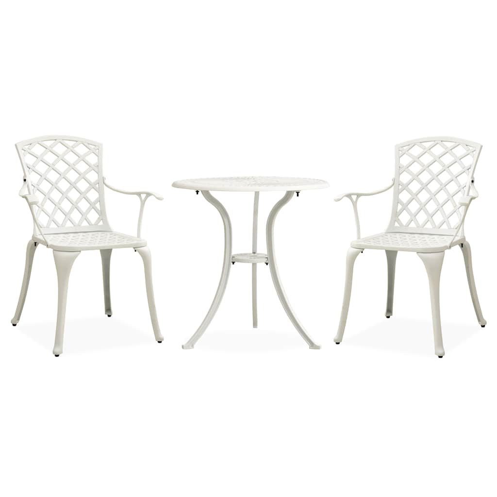 vidaXL Gartenlounge-Set 3-tlg. Bistro-Set Aluminiumguss Weiß, (3-tlg)