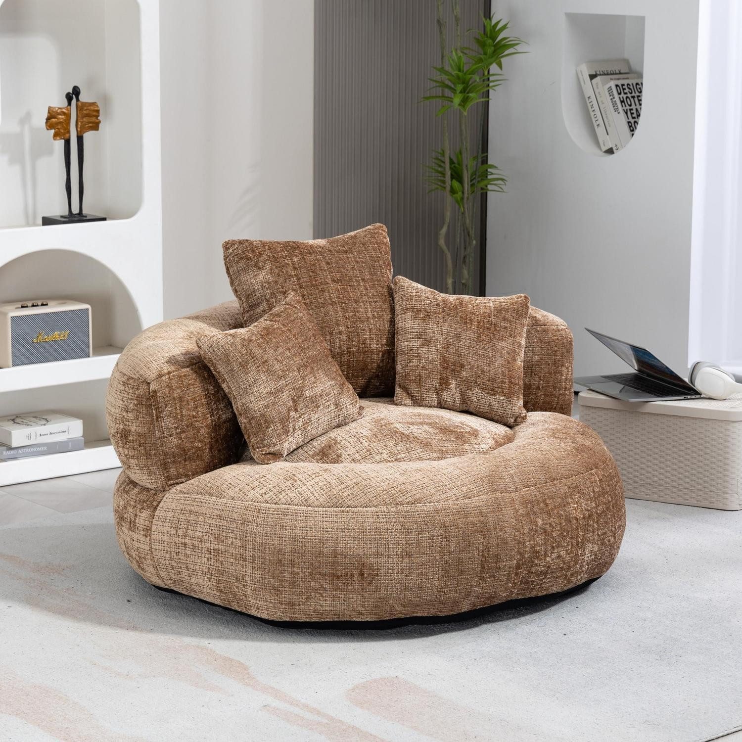 Schlafsofa Schlafsofa Ecksofa Sitzsack Relaxsessel 3 Kaffee 108 × 108 × 52 cm
