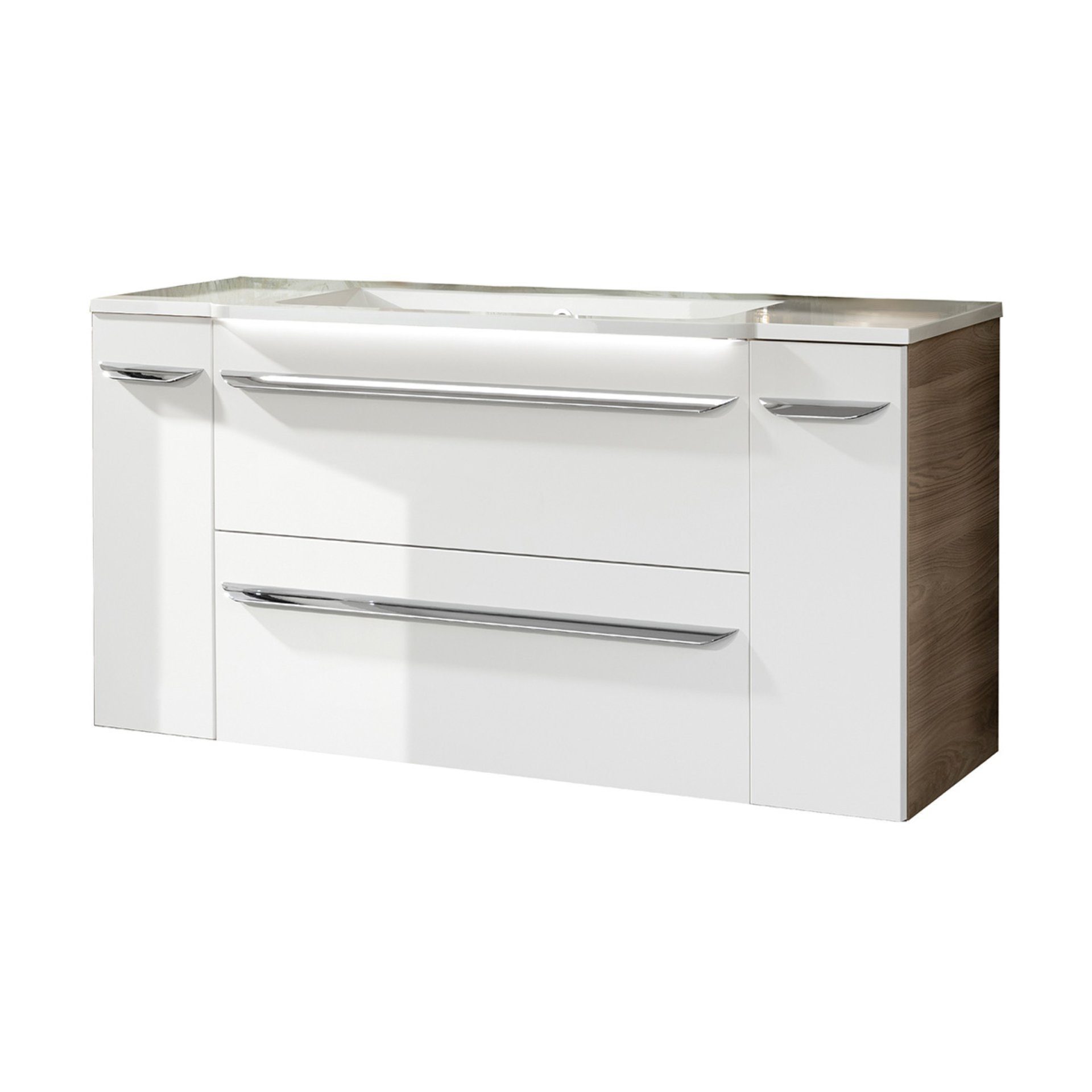 FACKELMANN Badmöbel-Set LUXOR 4-teiliges Set, Braun/Weiß + Unterschränke