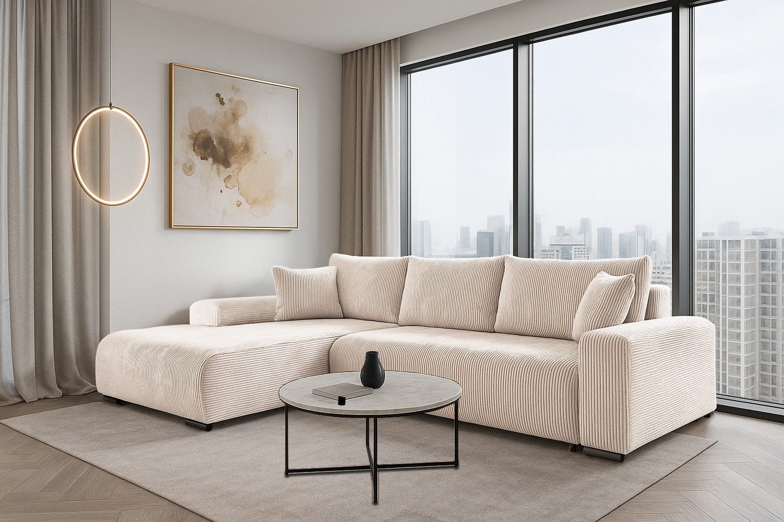 storez24 Ecksofa Soffe, mit Bettkasten und Schlaffunktion, Cordstoff, L-For günstig online kaufen