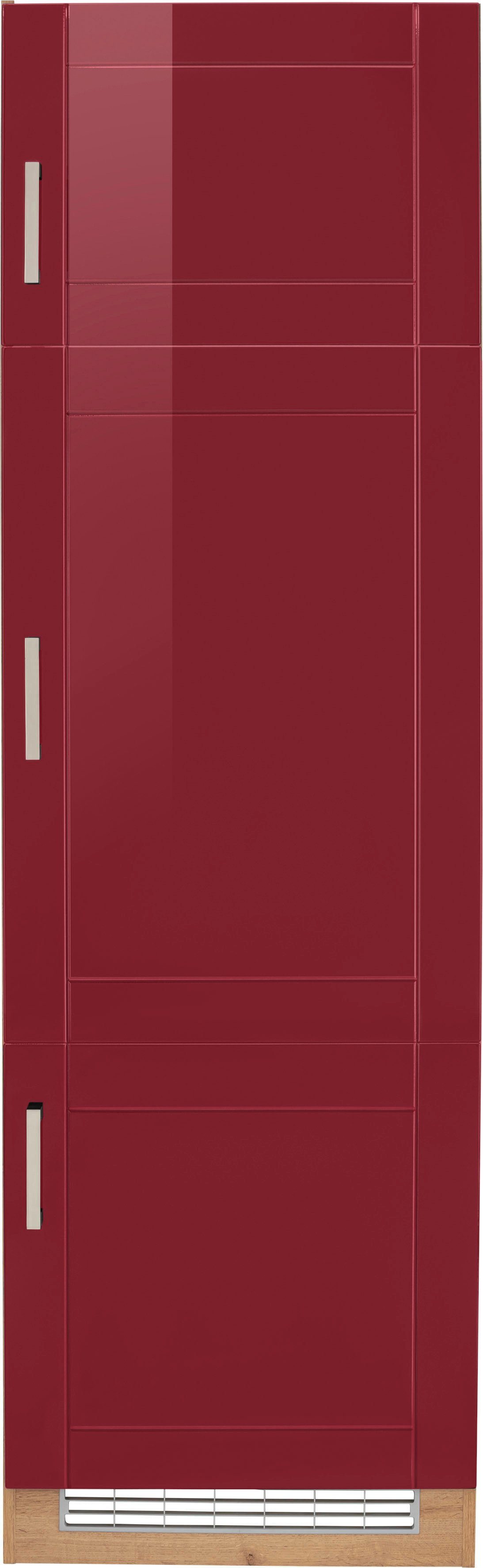 MÖBEL hoch, cm breit, 88 rot Nischenmaß wotaneiche mit Metallgriffe, 200 60 cm cm Kühlumbauschrank | Tinnum HELD