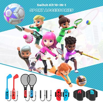Jioson 10-in-1 Switch Spiele Zubehör Sets für Nintendo Sports Controller Switch-Controller (Geeignet für Erwachsene und Kinder, 10 St)