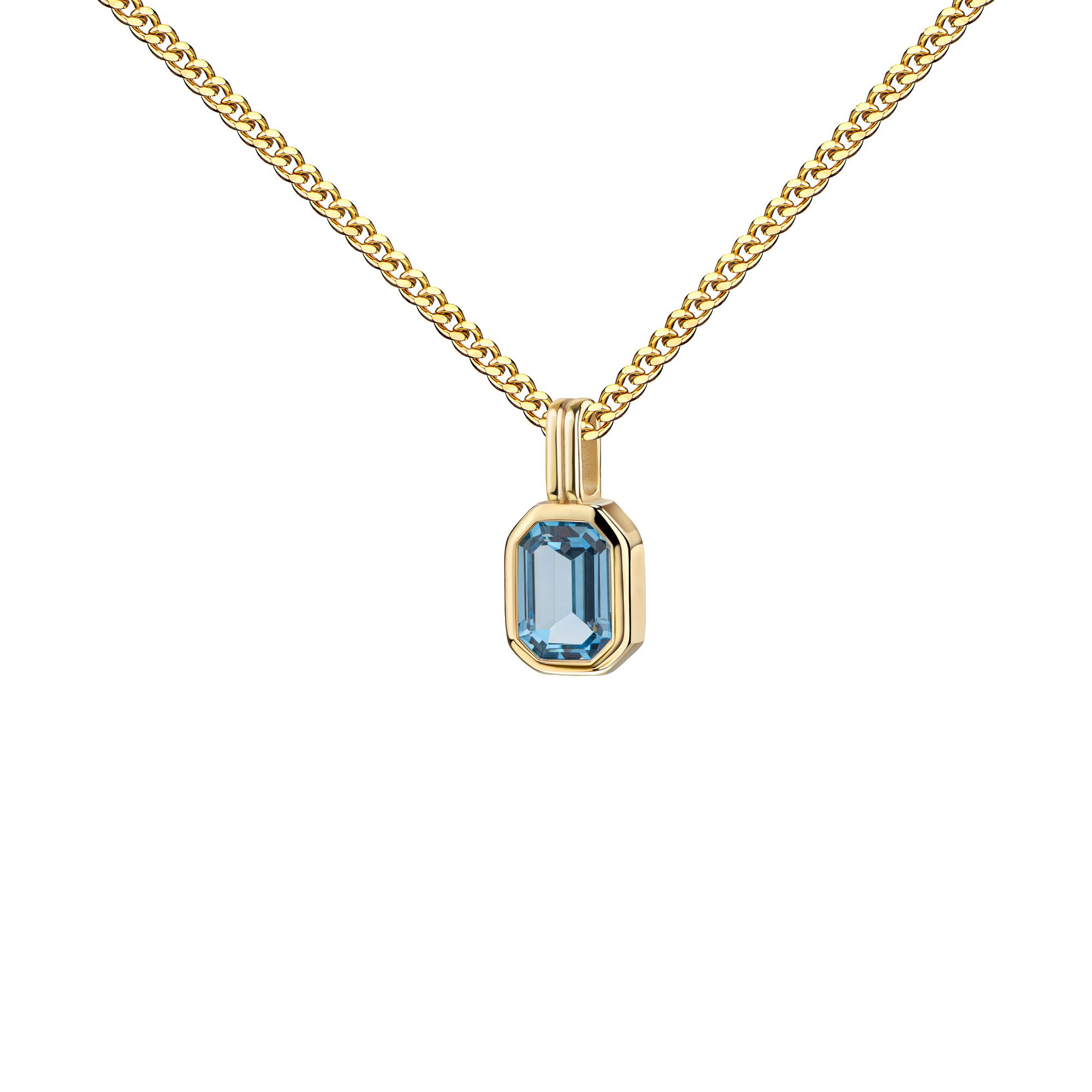 Kette mit Anhänger 585 Goldanhänger mit blauem Zirkonia-Stein - Made in Germany