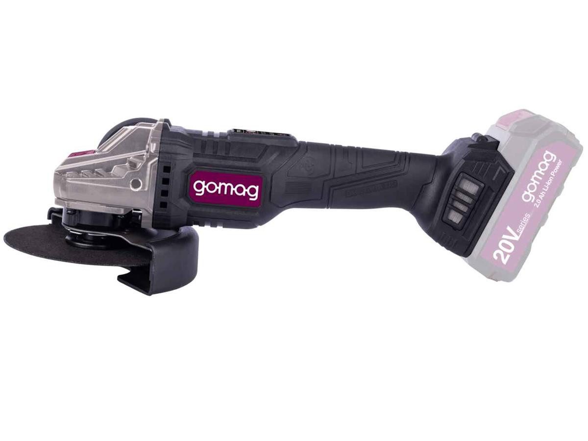 Gomag Akku-Winkelschleifer GO-WS125BL, max. 10000 U/min, (4 tlg., ohne Akku & Ladegerät), inkl. 125 mm Trennscheibe, Zwei-Loch-Montageschlüssel und Seitengriff