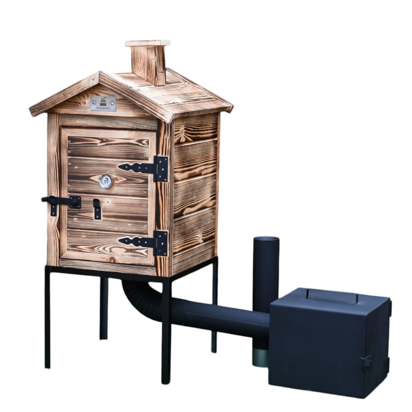 QLS Räucherofen Premium 60 cm Holz Geflammt, Holzräucherei Räucherkammer aus Fichte Tragbar Outdoor