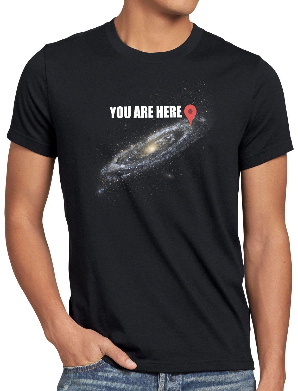style3 Print-Shirt Herren T-Shirt Galaxy - you are here navigationssystem