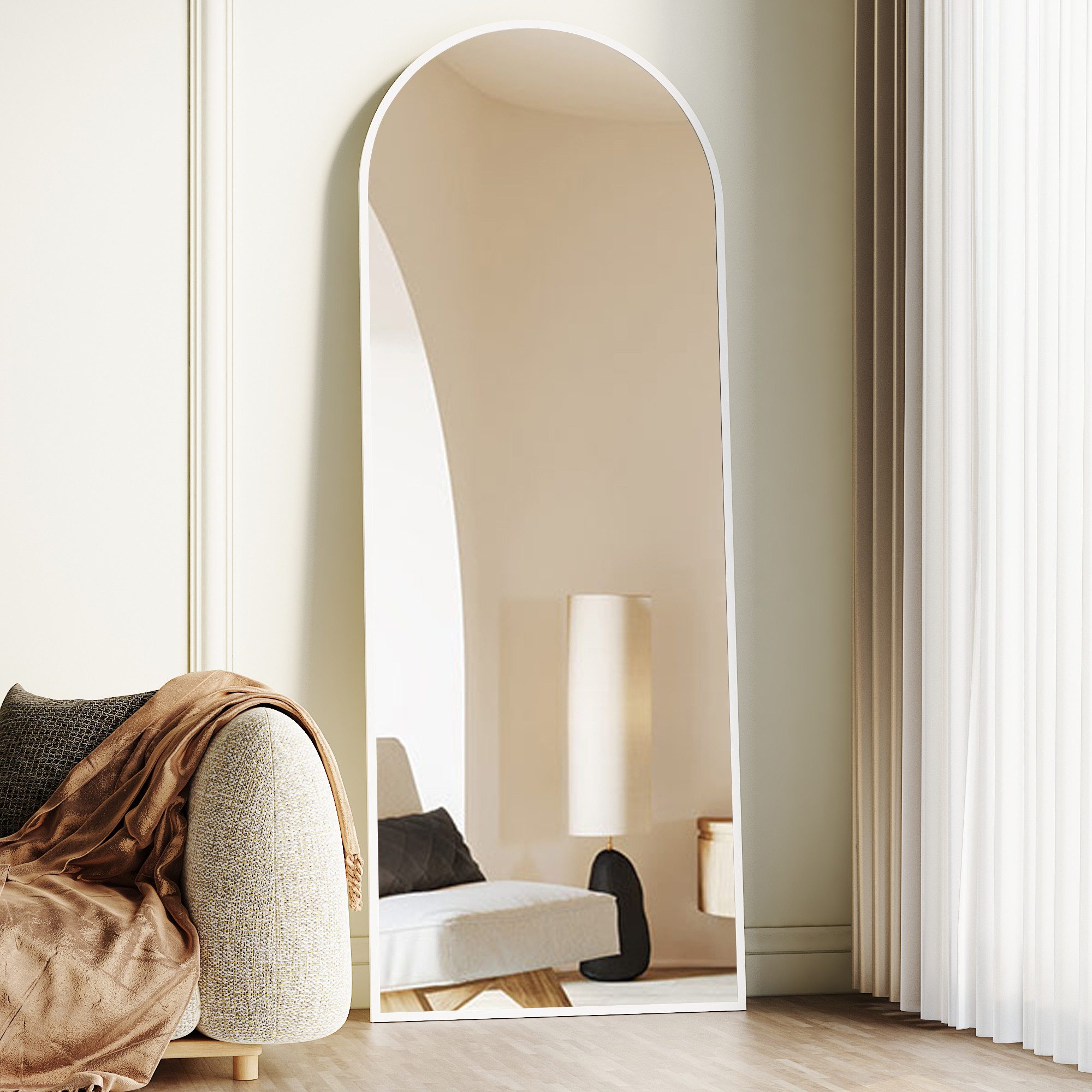 Boromal Ganzkörperspiegel Weiß Oval Wndspiegel Oval groß Aluminiumrahmen 15 günstig online kaufen