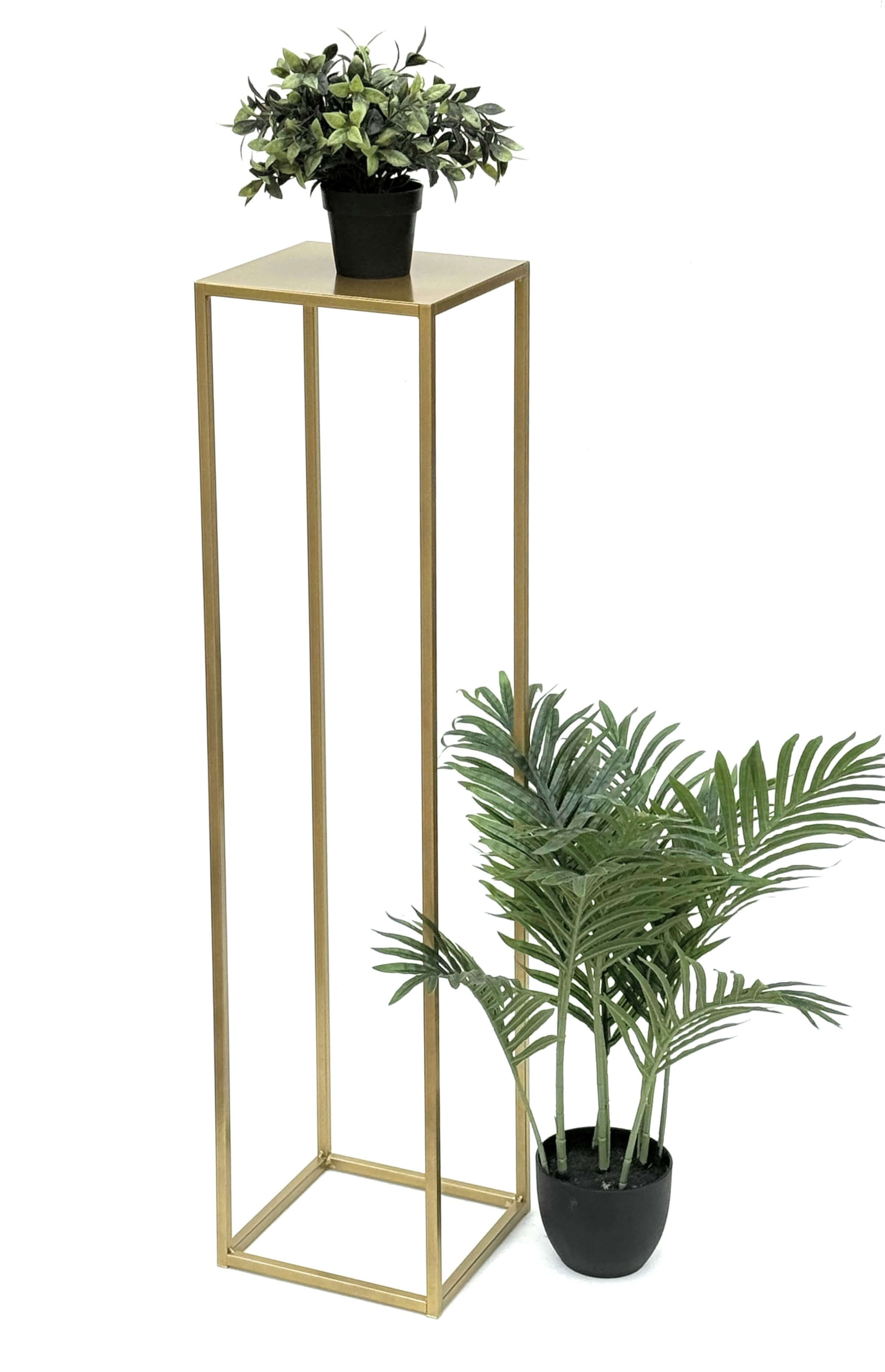 DanDiBo Blumenhocker Metall Gold Eckig 100 cm Blumenständer Beistelltisch