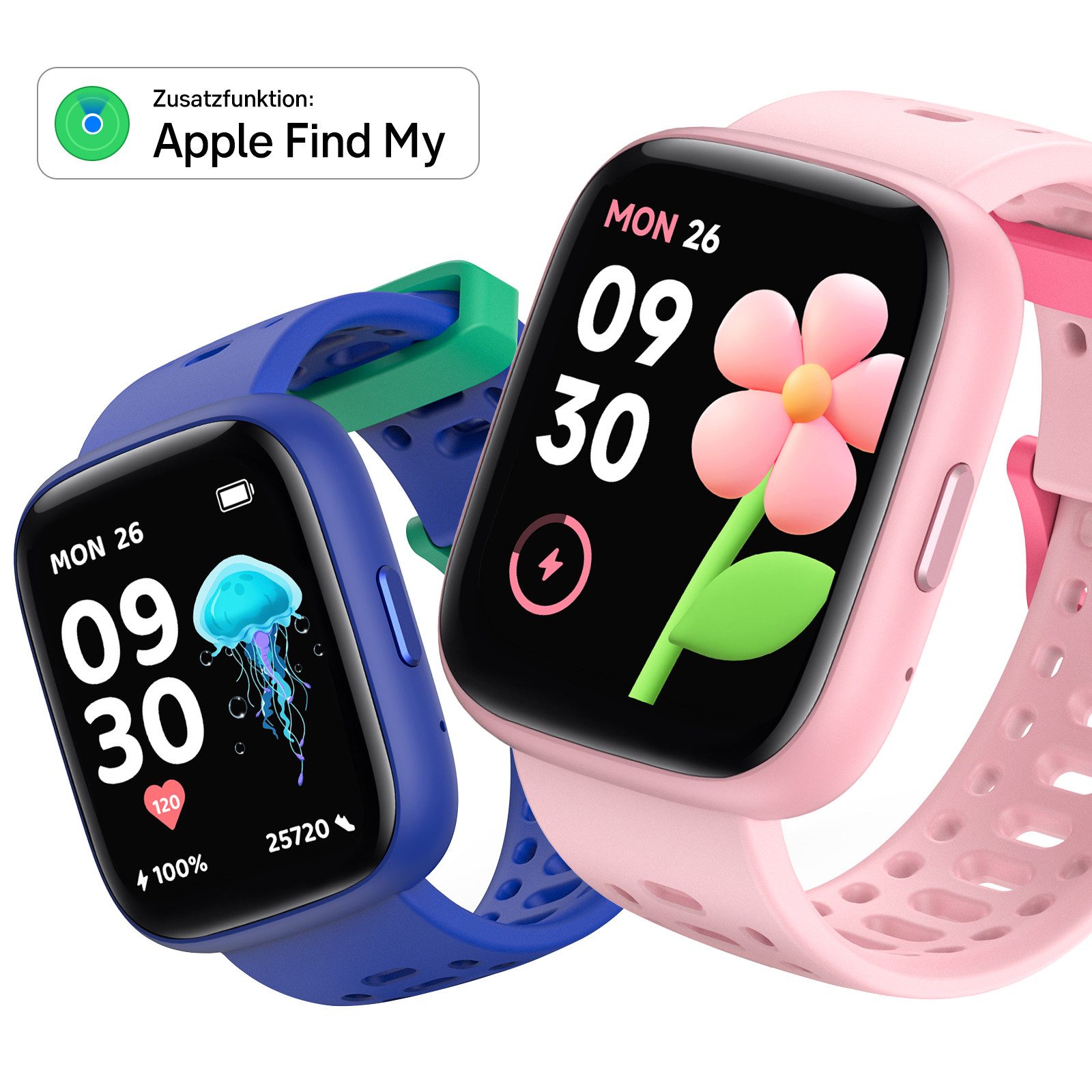 Ralio Smartwatch Kinder als Geschenk für Mädchen & Jungs mit Apple „Wo ist?“ Smartwatch (1.83 Zoll) 80+ Sportmodi, Spielen, Schlaftracking und smarten Funktionen, Sportwatch mit Schrittzähler, Wecker, IP68 Smartwatch