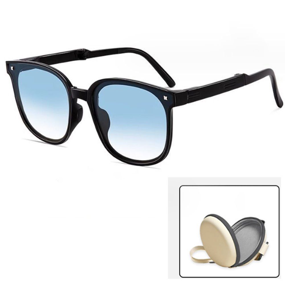 AUzzO~ Sonnenbrille Polarisiert Retro Vintage Outdoor UV-Schutz mit Brillenetui Modelle für Männer und Frauen Zusammenklappbar Blau
