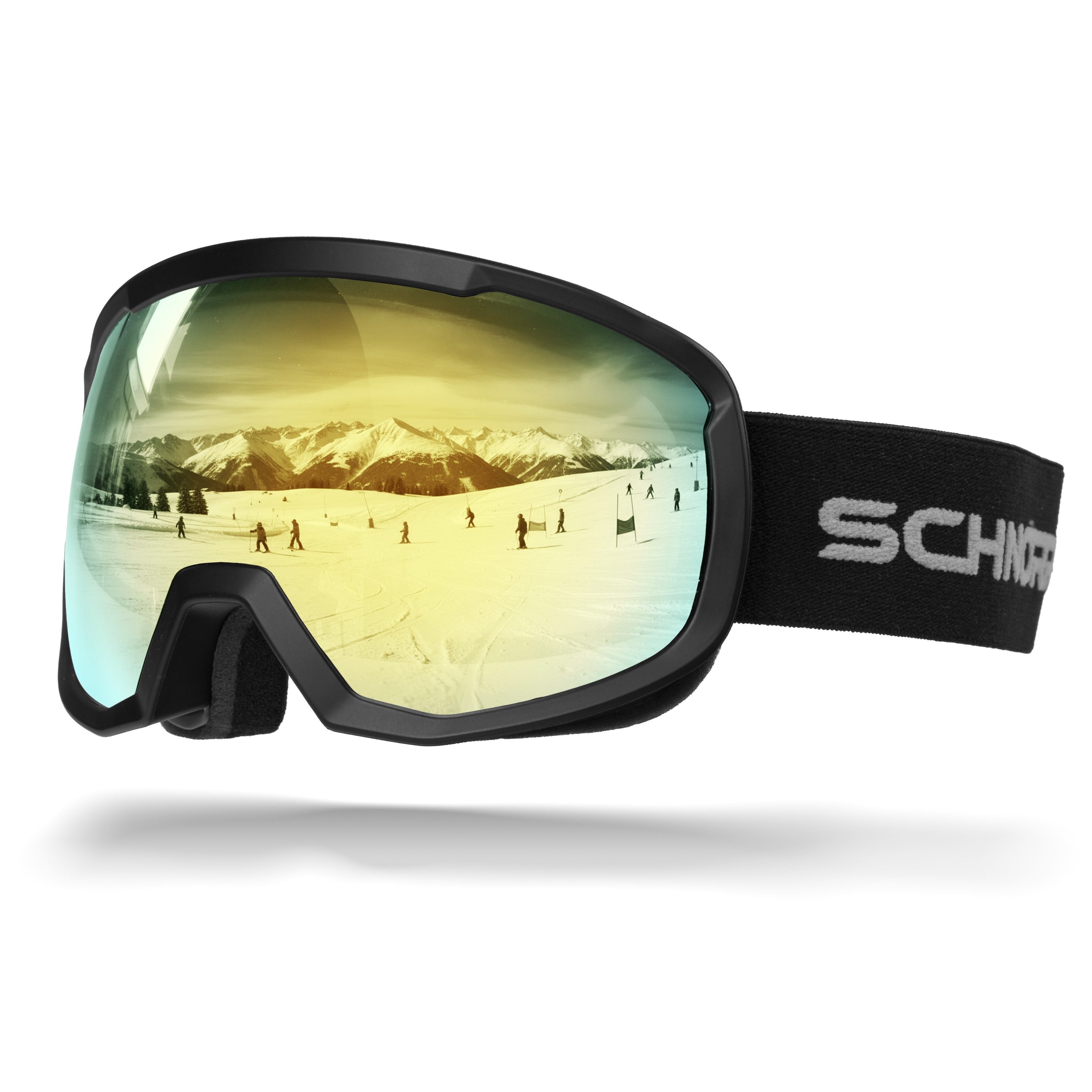 SCHNORR Sportbrille Kinder Skibrille Kidsi Go Gold S2, Full REVO verspiegelt, Anti-Fog, U, (1-St), Verspiegelte Full REVO-Beschichtung Gold (S3)