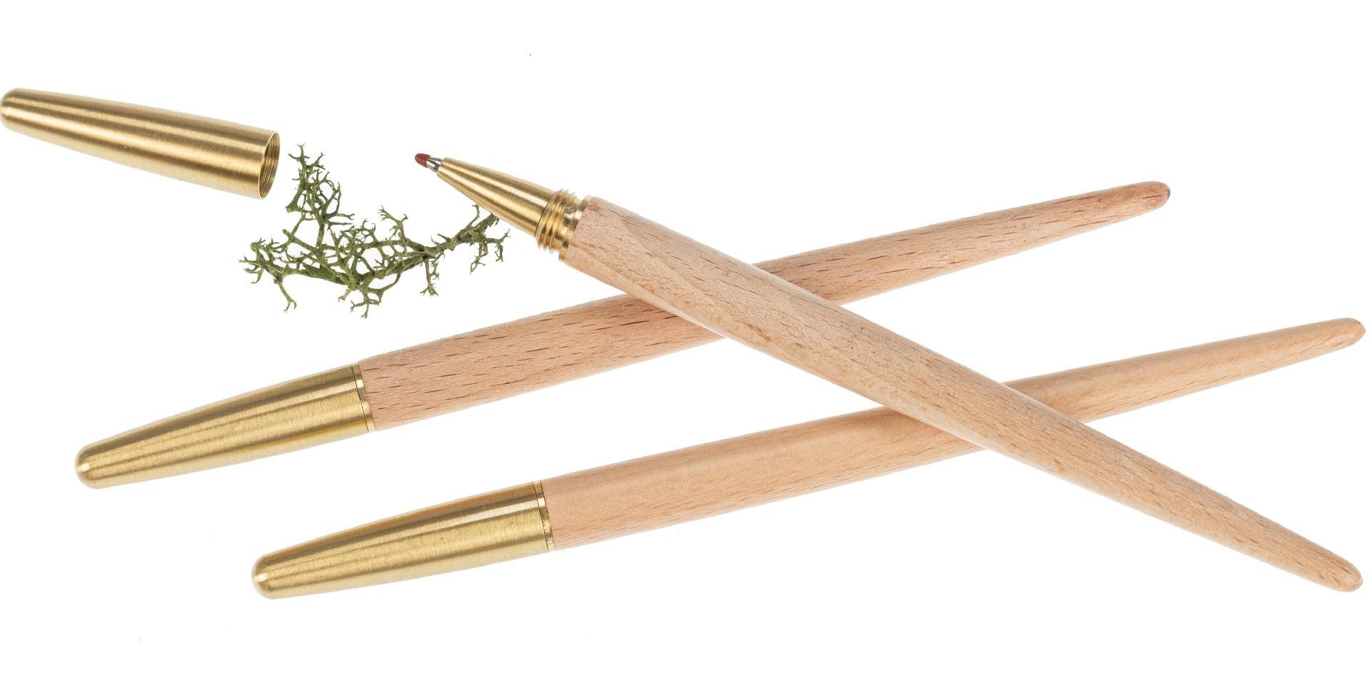 Holz Frank Kugelschreiber Edler Kugelschreiber konisch aus Buchenholz mit Messing Schraubkappe