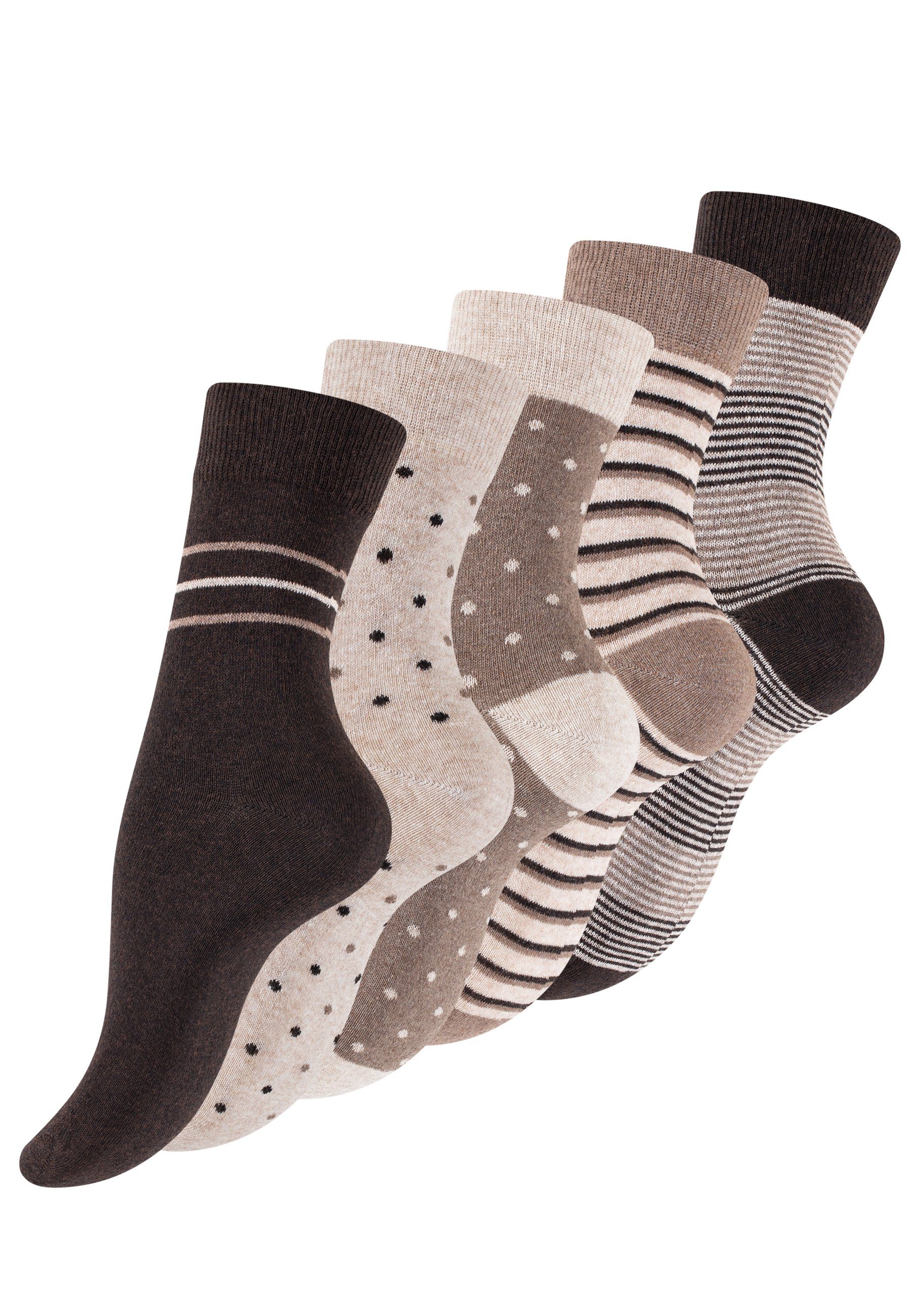 Vincent Creation® Socken (10-Paar) in angenehmer Baumwollqualität braun/beige