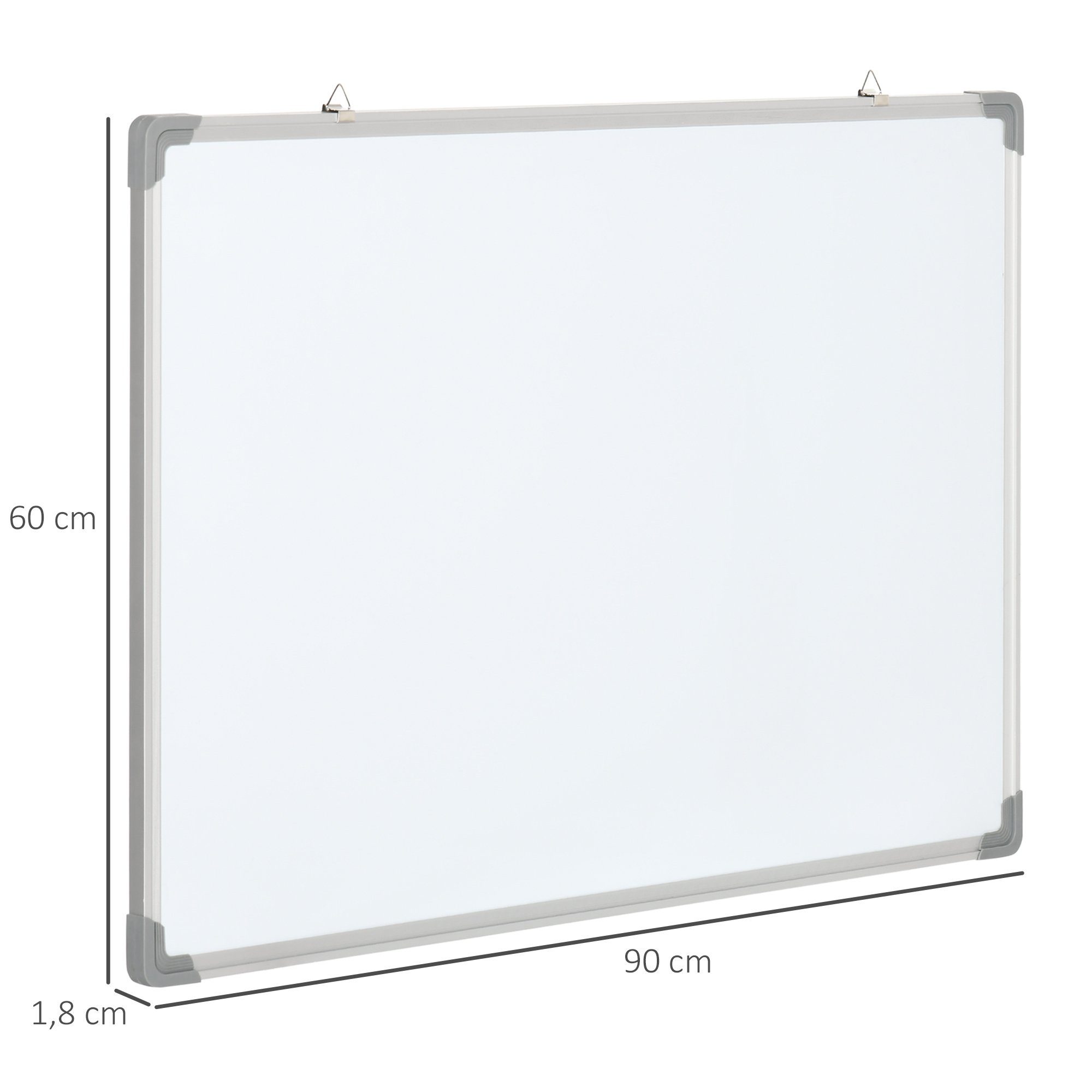 HOMCOM Magnettafel Weißtafel mit 4 Markern 1 Radiergummi 10 Magnet, (Wandtafel, 1-tlg., Whiteboard), Weiß 90 x 1,8 x 60 cm