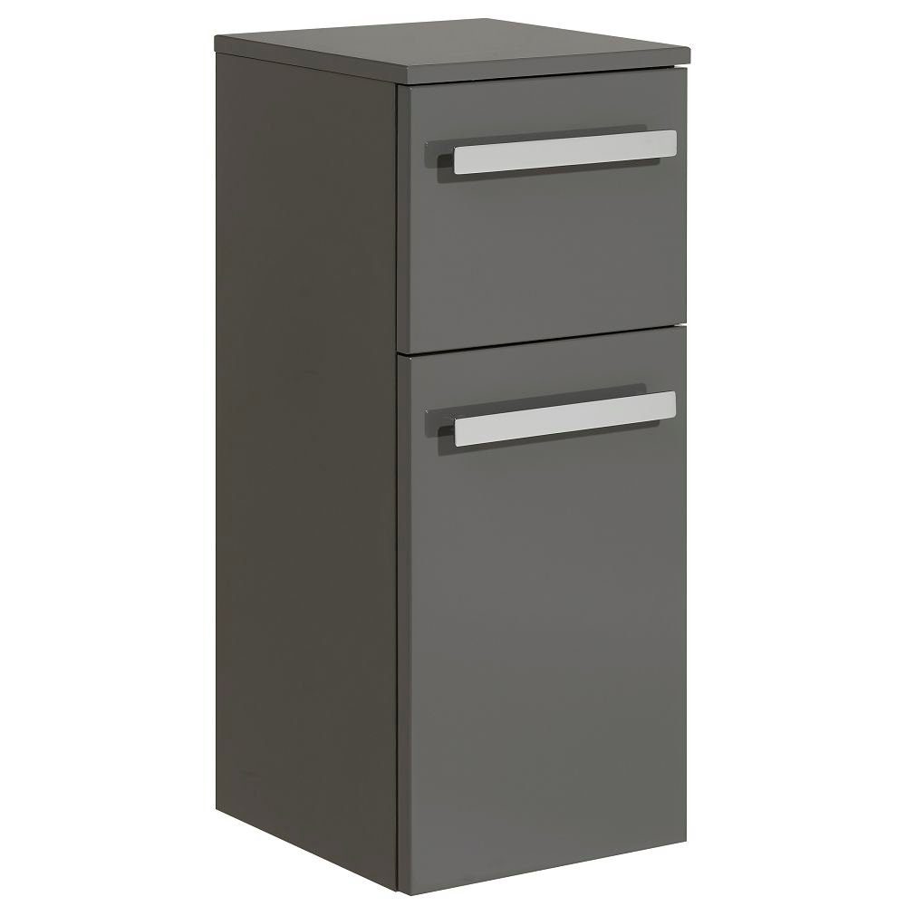 Lomadox Hängeschrank FES-4005-66 Badezimmer Unterschrank in : 30/73/33cm Steingrau - Hochglanz Lack