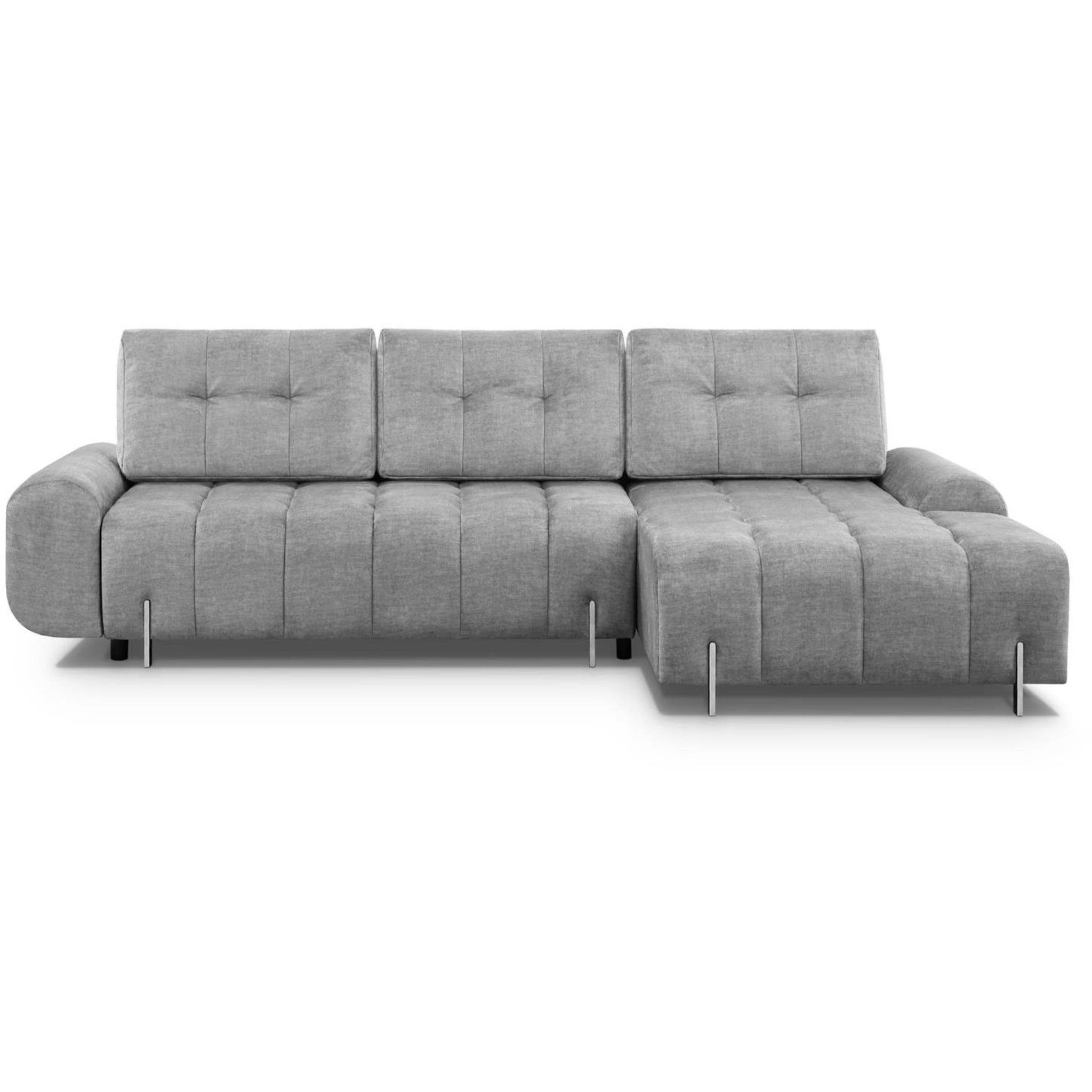 + Couch für Carry, L-From (vogue Hellgrau Polsterecke 14) Schlaffunktion, mit Ecksofa, rechts, Beautysofa oder links Wohnzimmer Bettkasten