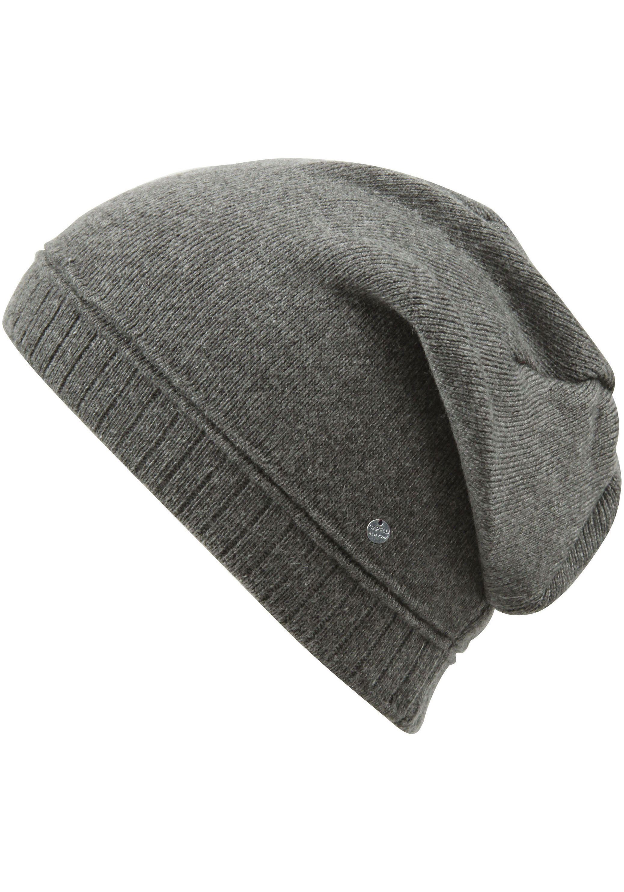 Capelli New York Beanie Feiner Rippenstrick, Oversize-Look dunkelgrau-meliert