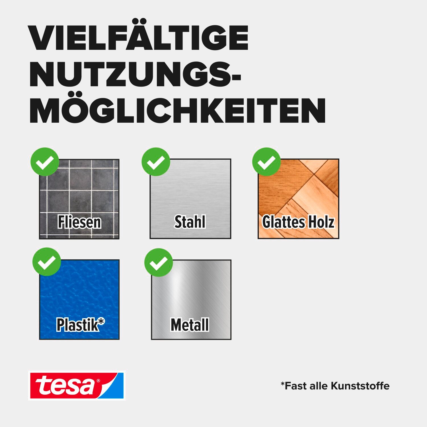 tesa Klett-Klebeband ON & OFF Extra Strong Klettband (Packung, 1-St) selbstklebendes Klettband - extra stark - schwarz - 2,5 m : 20 mm – Bild 5 von 5