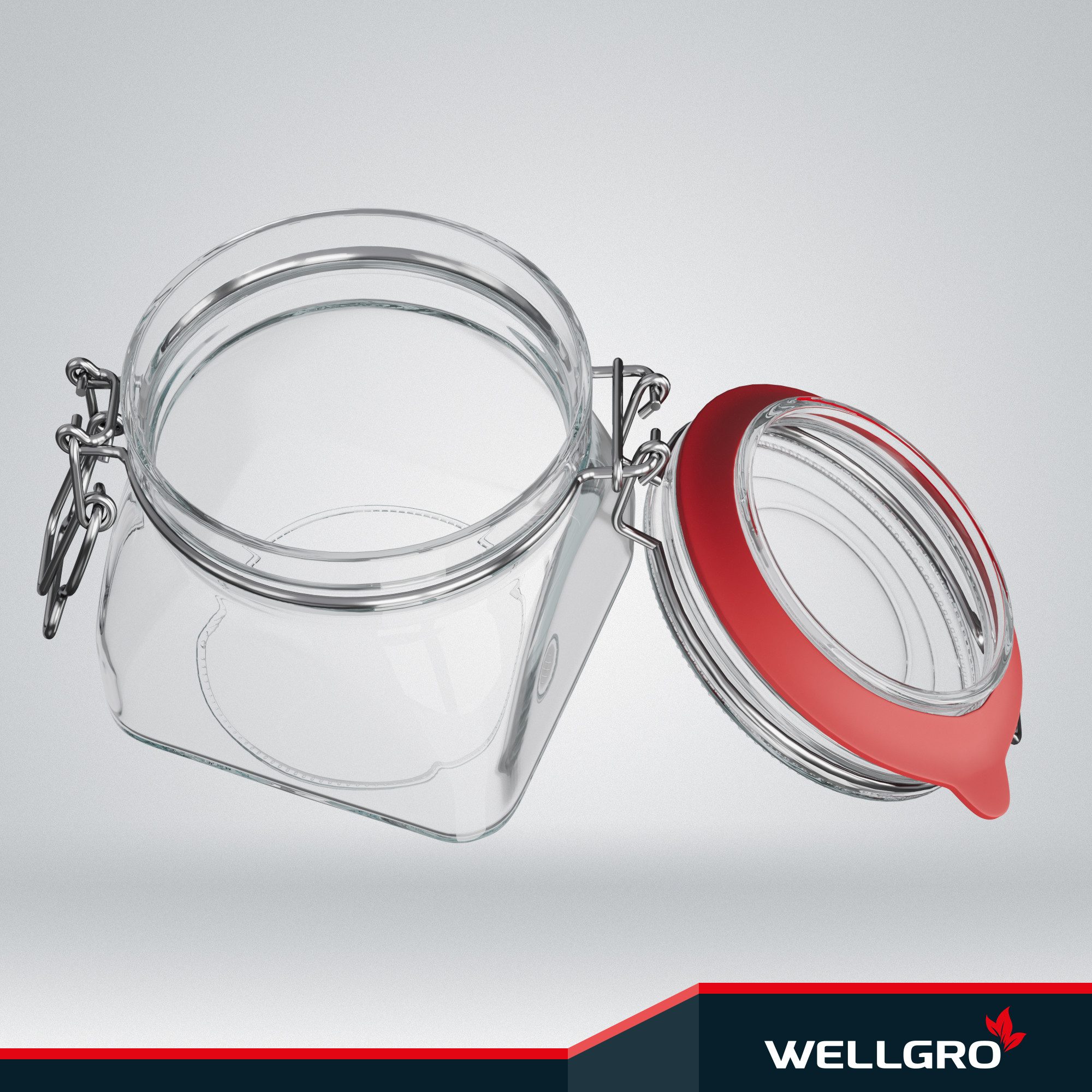 Wellgro Vorratsglas Einmachgläser mit Bügelverschluss eckig, Fermentierglas, (6-tlg) – Bild 4 von 5
